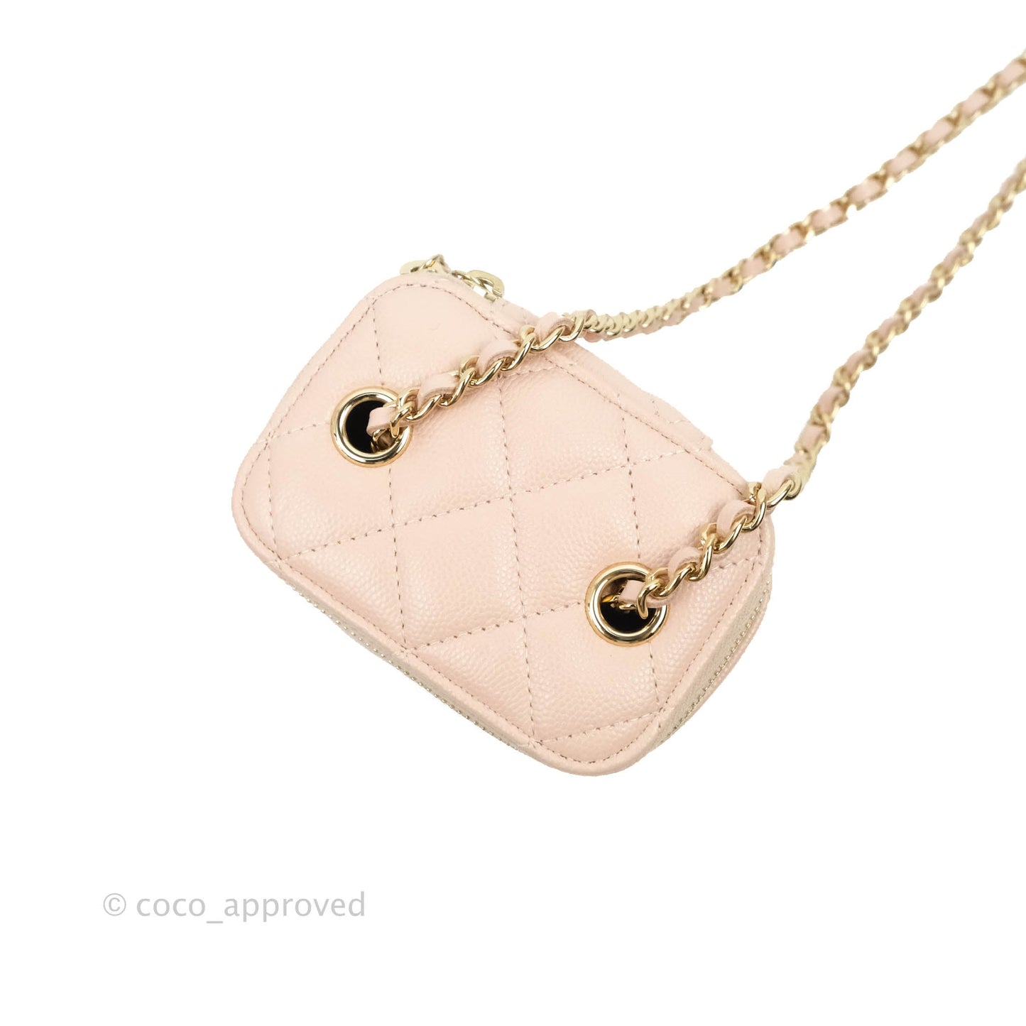 Chanel Classic Mini Vanity With Chain Light Pink Caviar Gold Hardware
