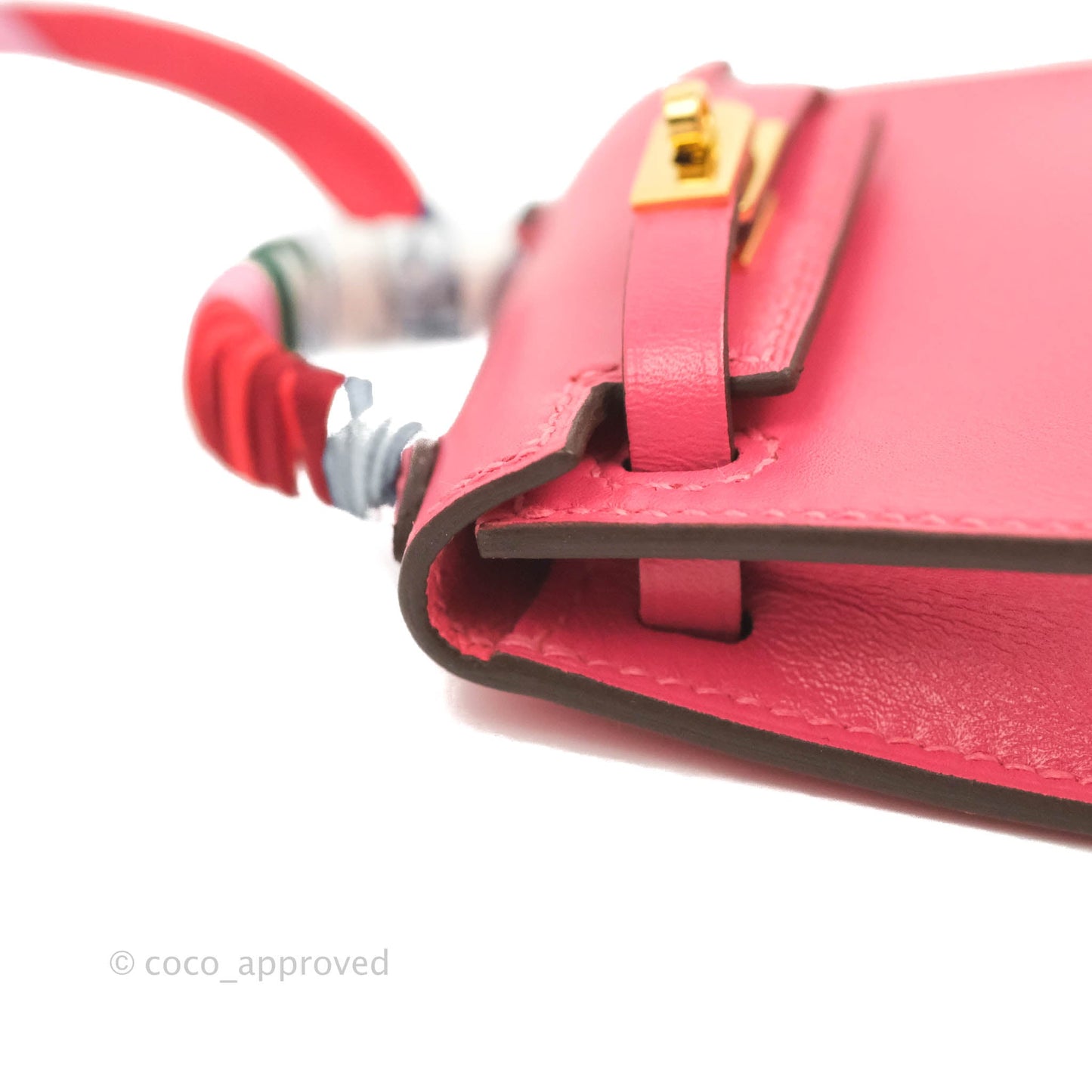 Hermès Kelly Twilly Around Bag Charm Pink Tadelakt Gold Hardware