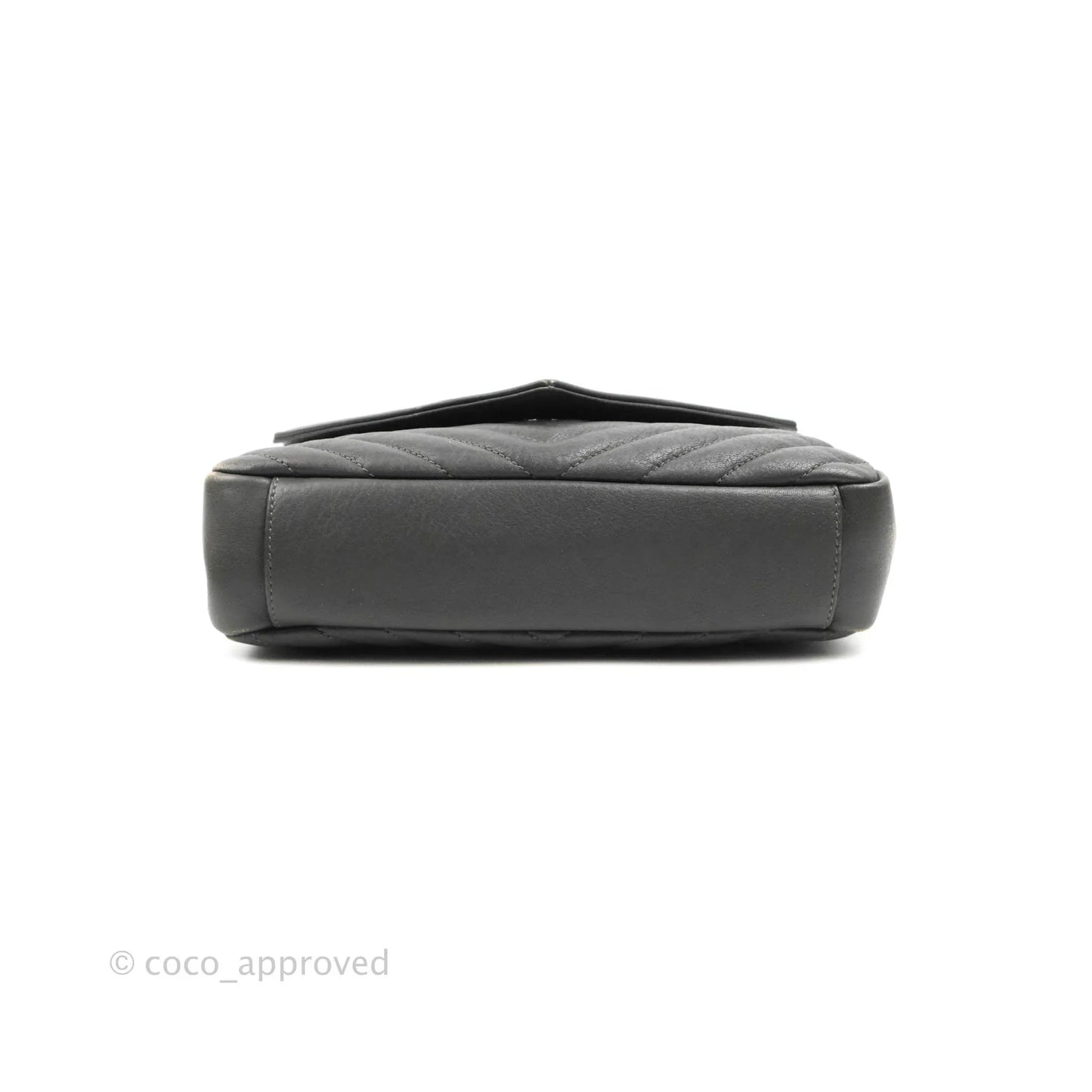 Saint Laurent Chevron Medium College Grey Chain Bag Ruthenium Hardware