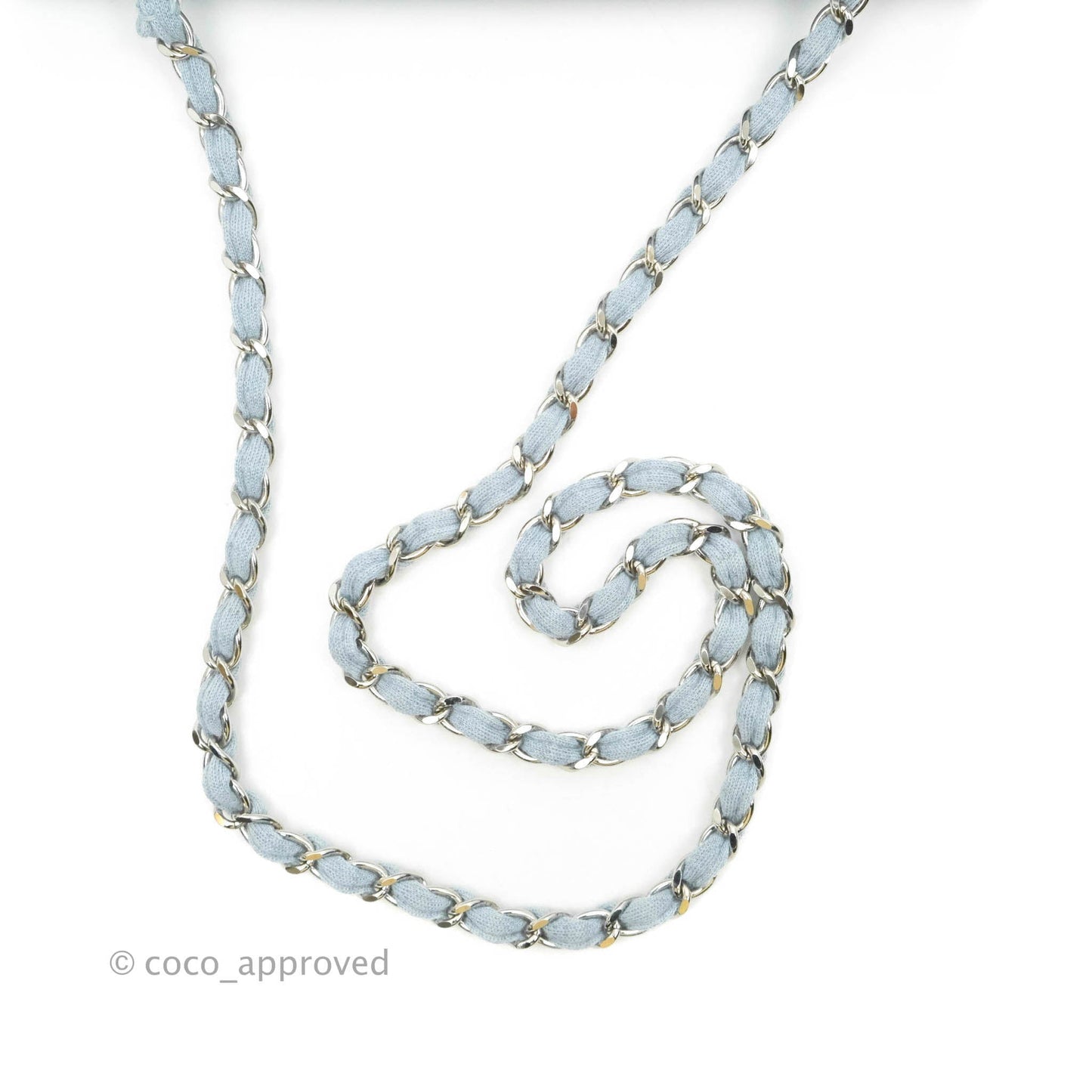 Chanel Jersey Quilted Medium Flap Light Blue Silver Hardware