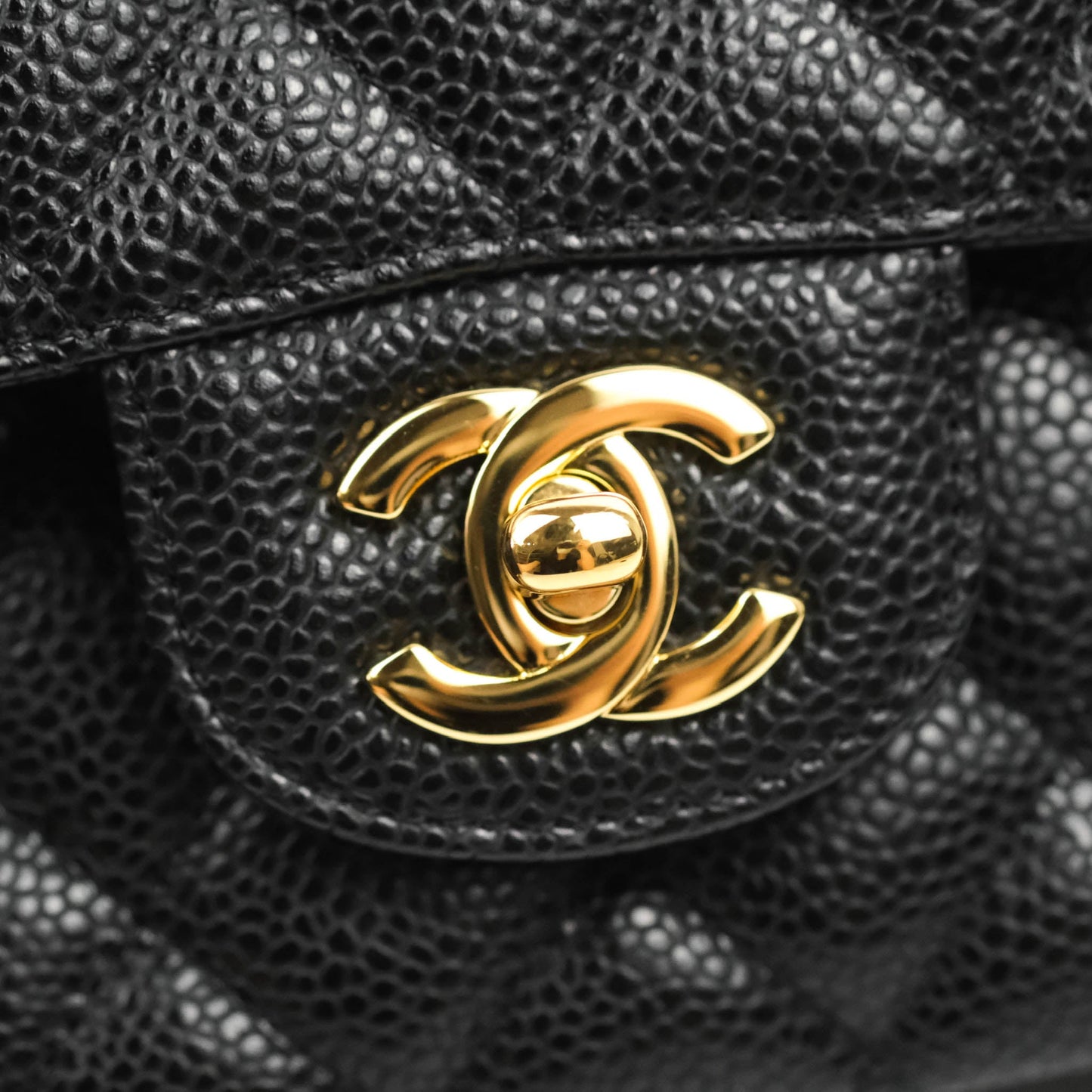 Chanel Classic M/L Medium Flap Quilted Black Caviar Gold Hardware
