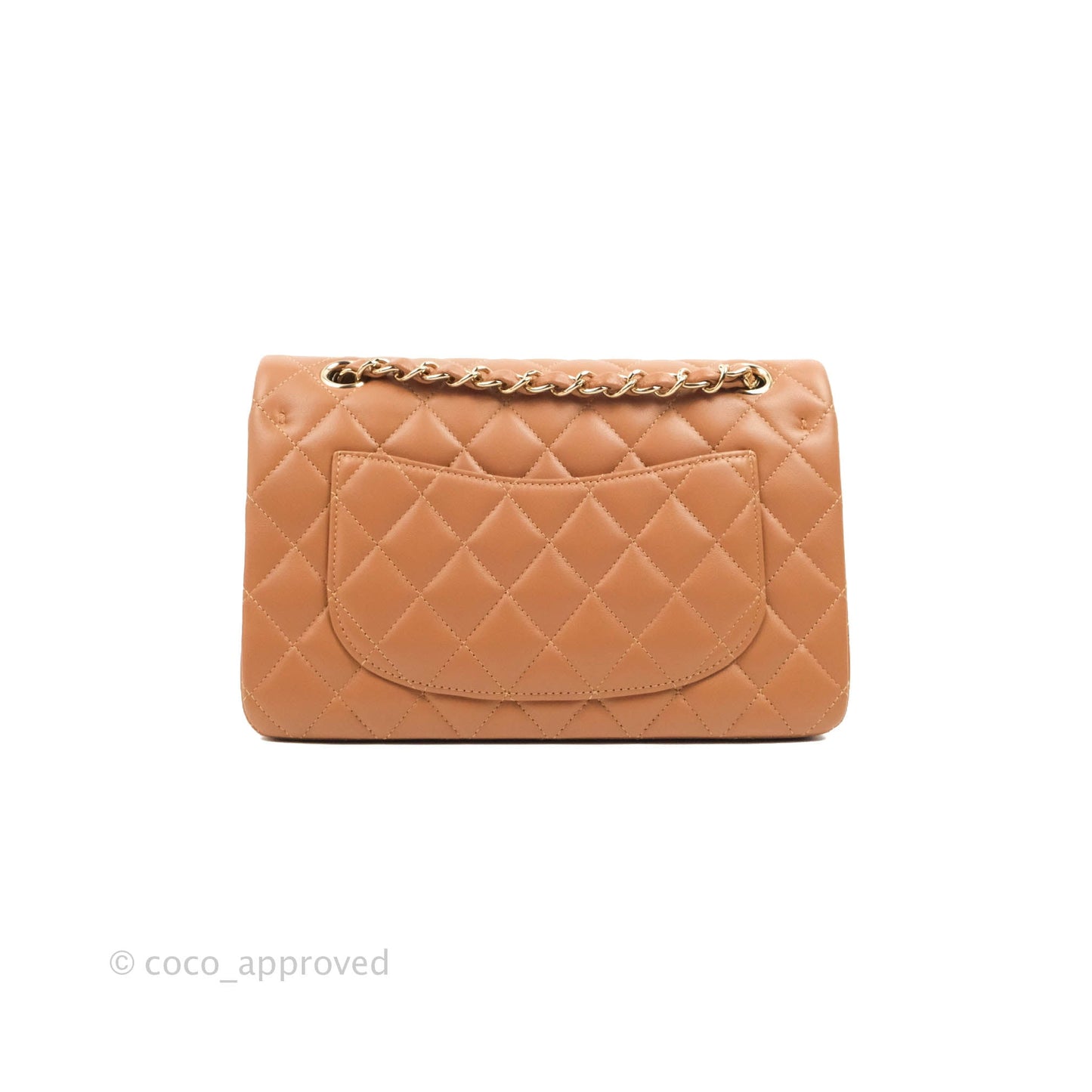 Chanel Classic Small S/M Flap Dark Beige Caramel Lambskin Gold Hardware 22S