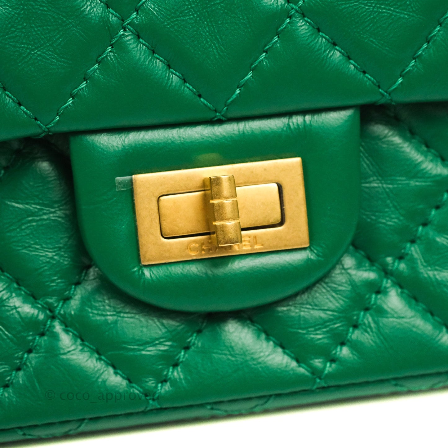 Chanel Mini Reissue 224 Green Aged Calfskin Aged Gold Hardware