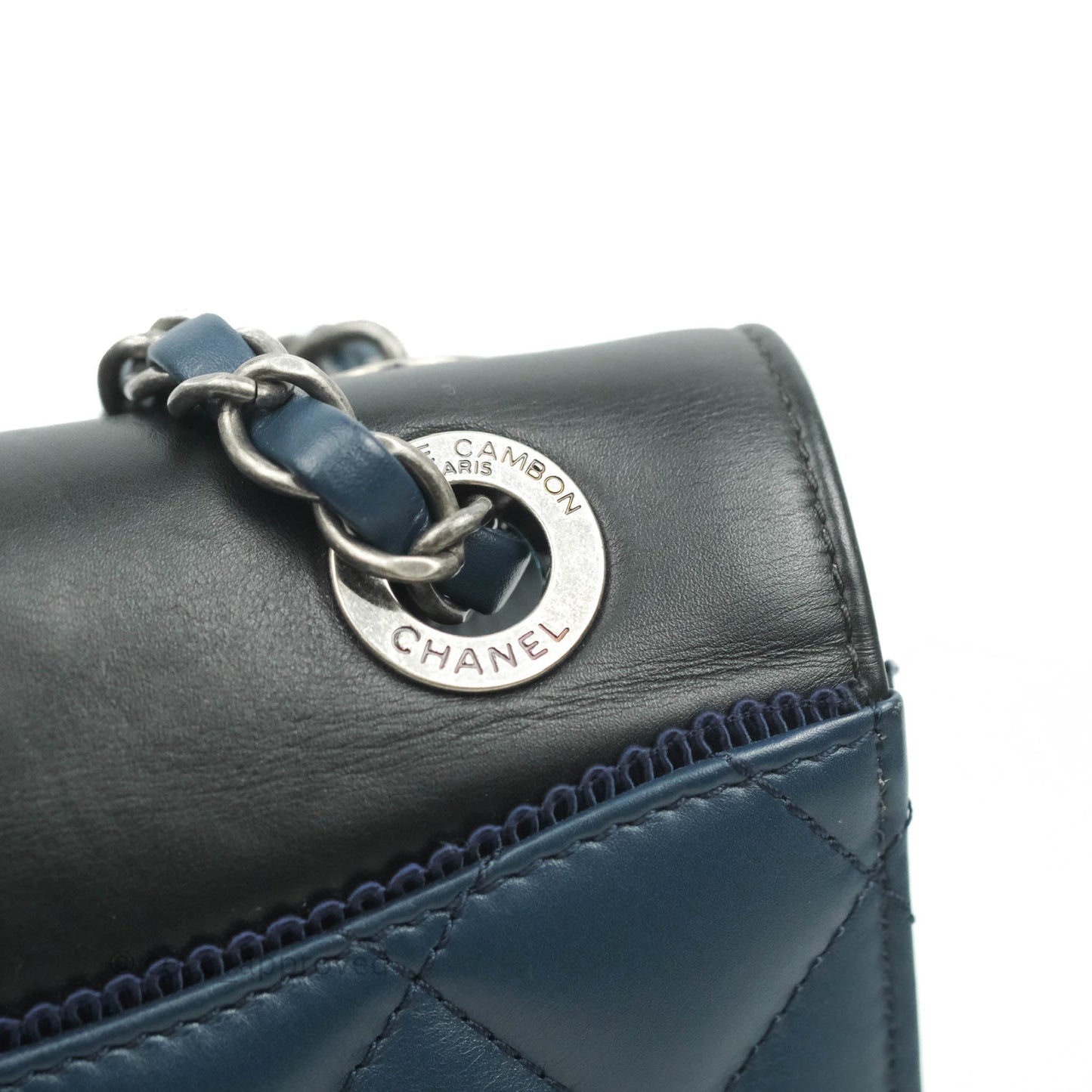 Chanel Quilted Ballerina Small Flap Bag Blue Black Ruthenium Hardware