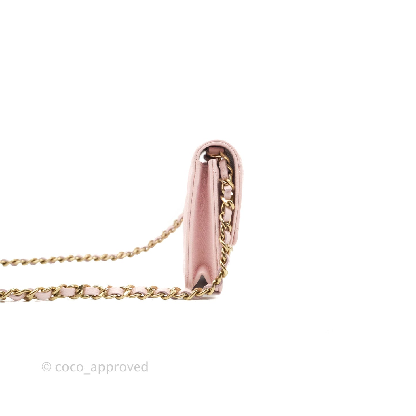 Chanel Mini Wallet With Chain Light Pink Caviar Gold Hardware