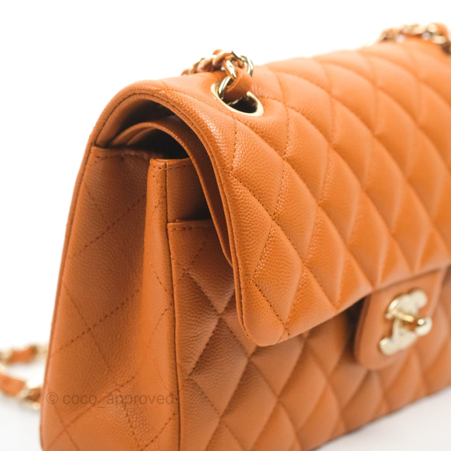 Chanel Classic S/M Small Double Flap Caramel Caviar Gold Hardware 21A