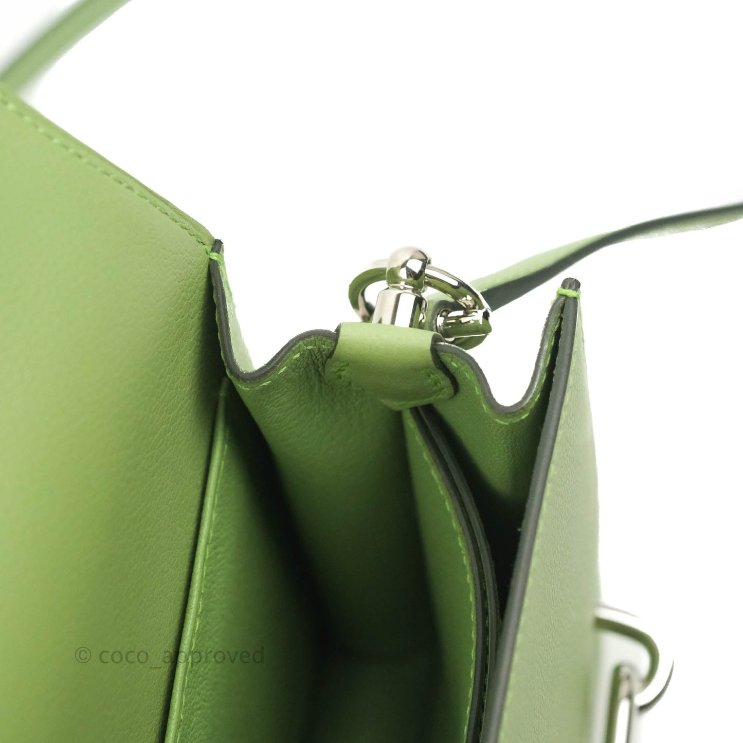 Hermès Roulis Mini 18 Evercolor Vert Criquet Palladium Hardware