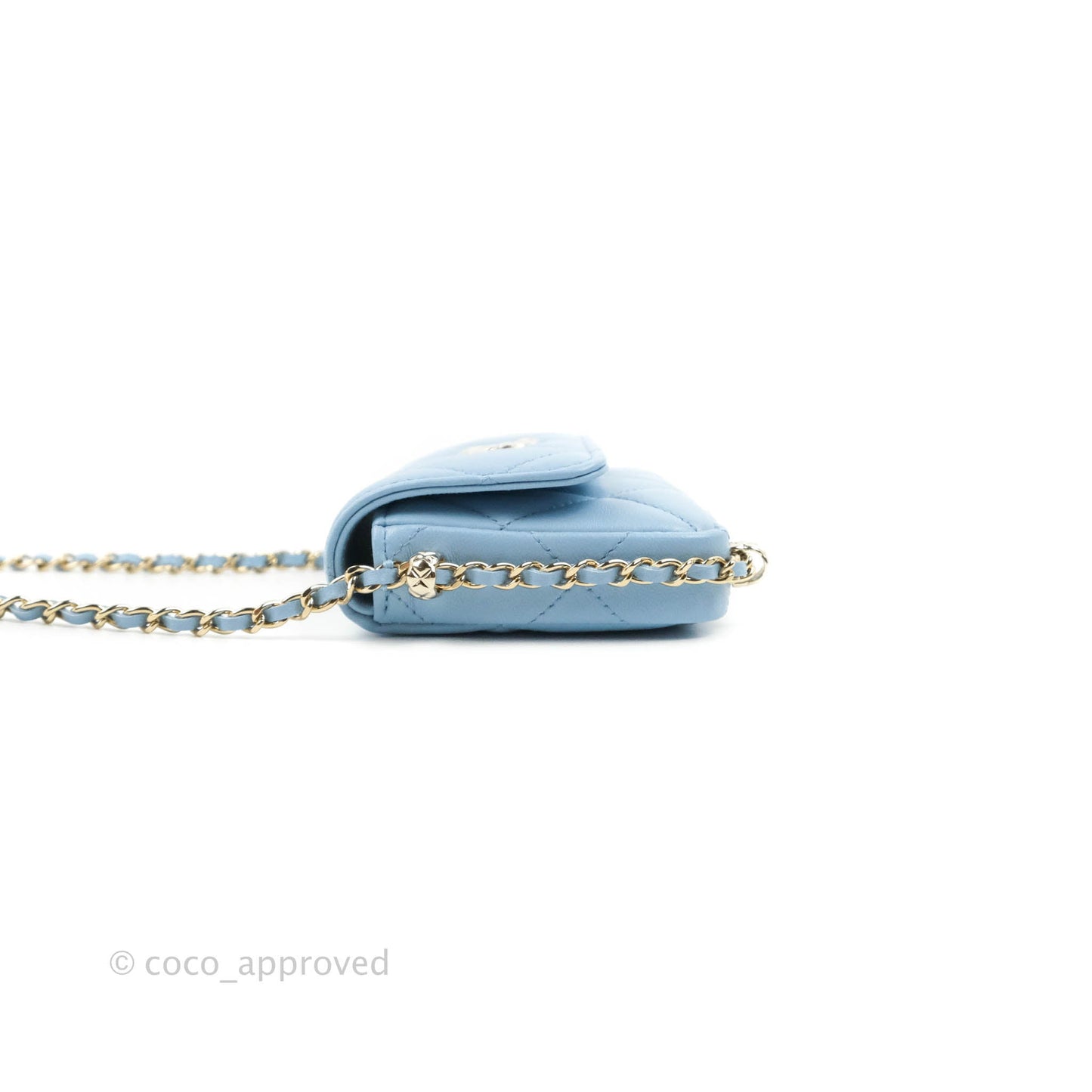 Chanel Mini Clutch With Chain Blue Lambskin Gold Hardware