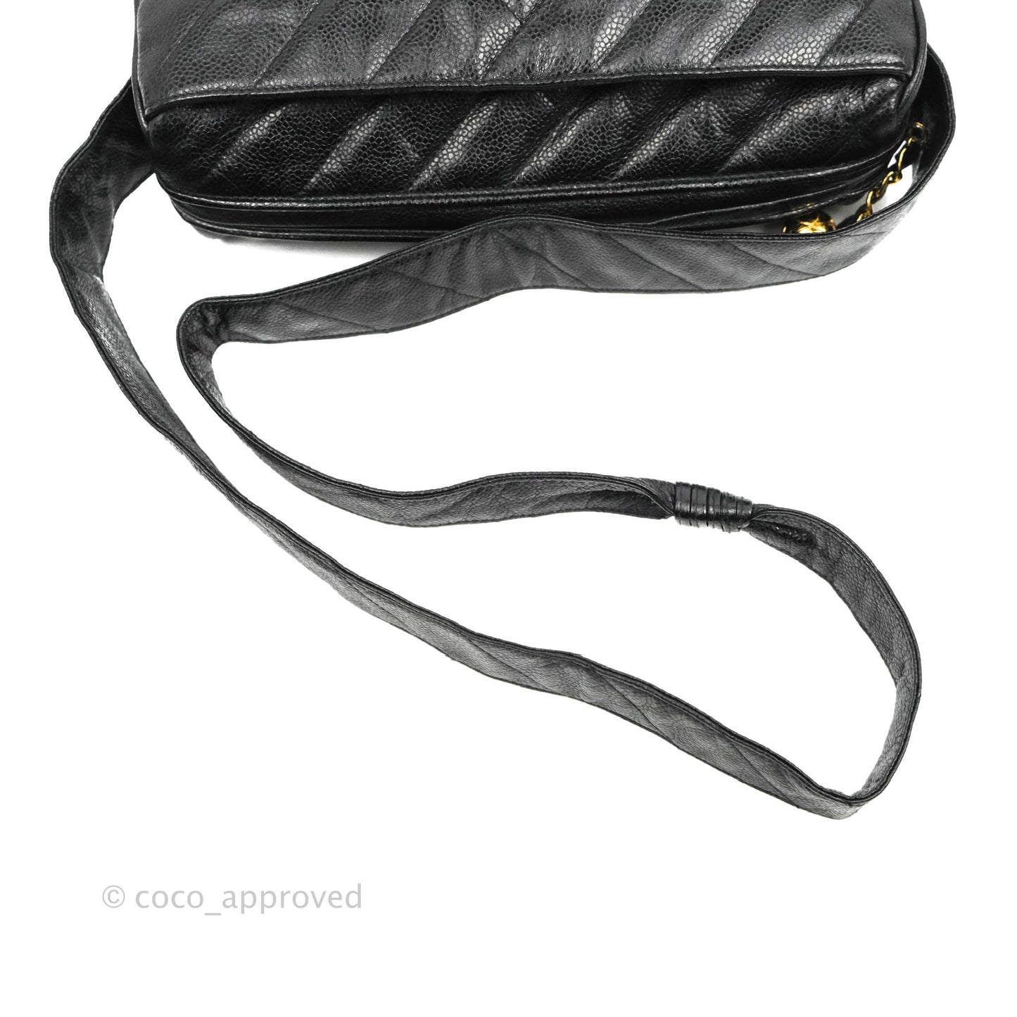 Chanel Vintage Large Camera Bag Black Caviar Gold Hardware