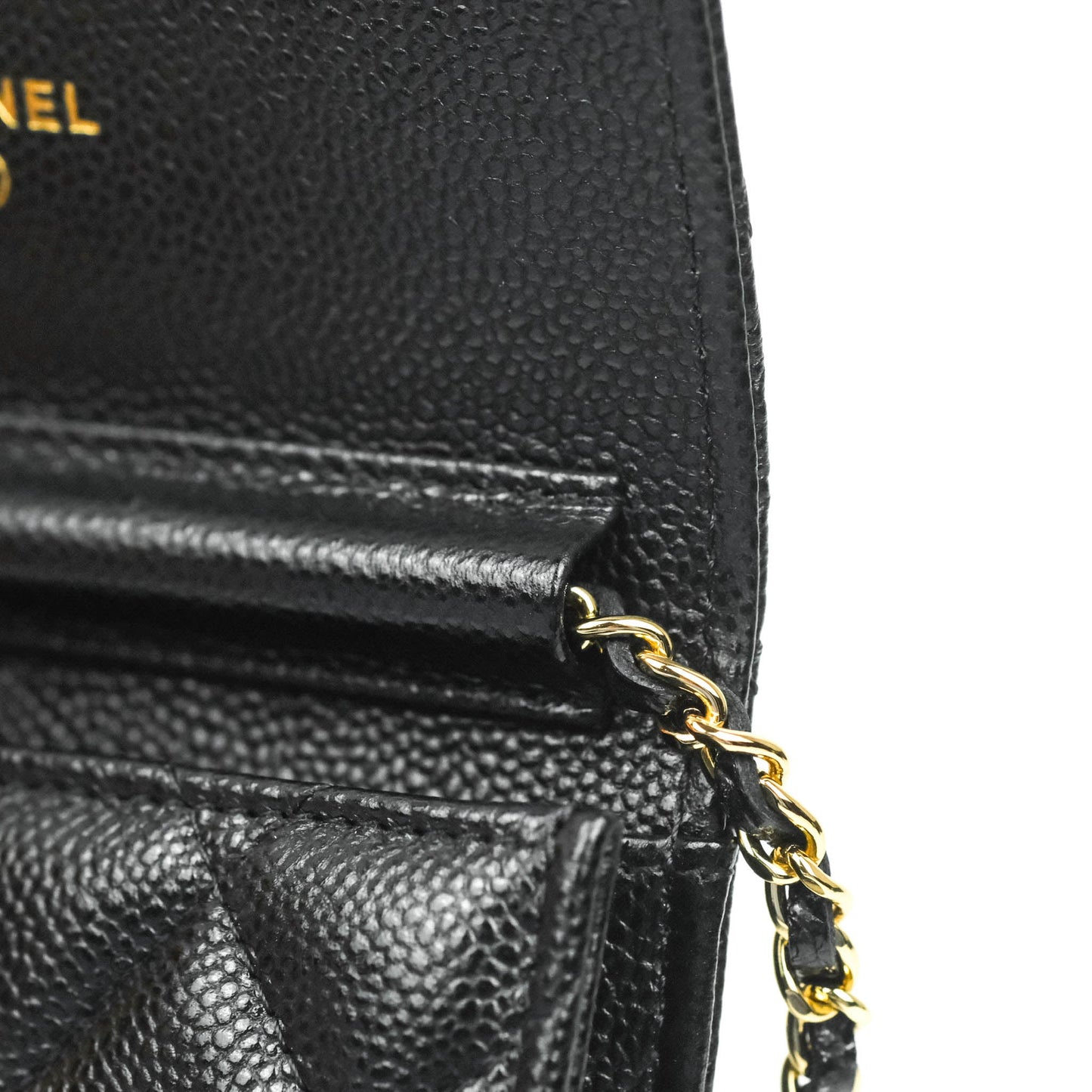 Chanel Miss Coco Clutch With Chain Quilted Black Caviar Gold Hardware