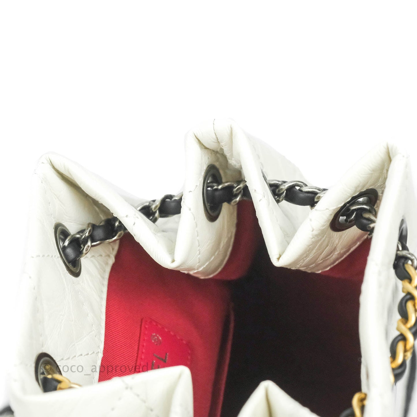 Chanel Small Gabrielle Backpack White Black Aged Calfskin