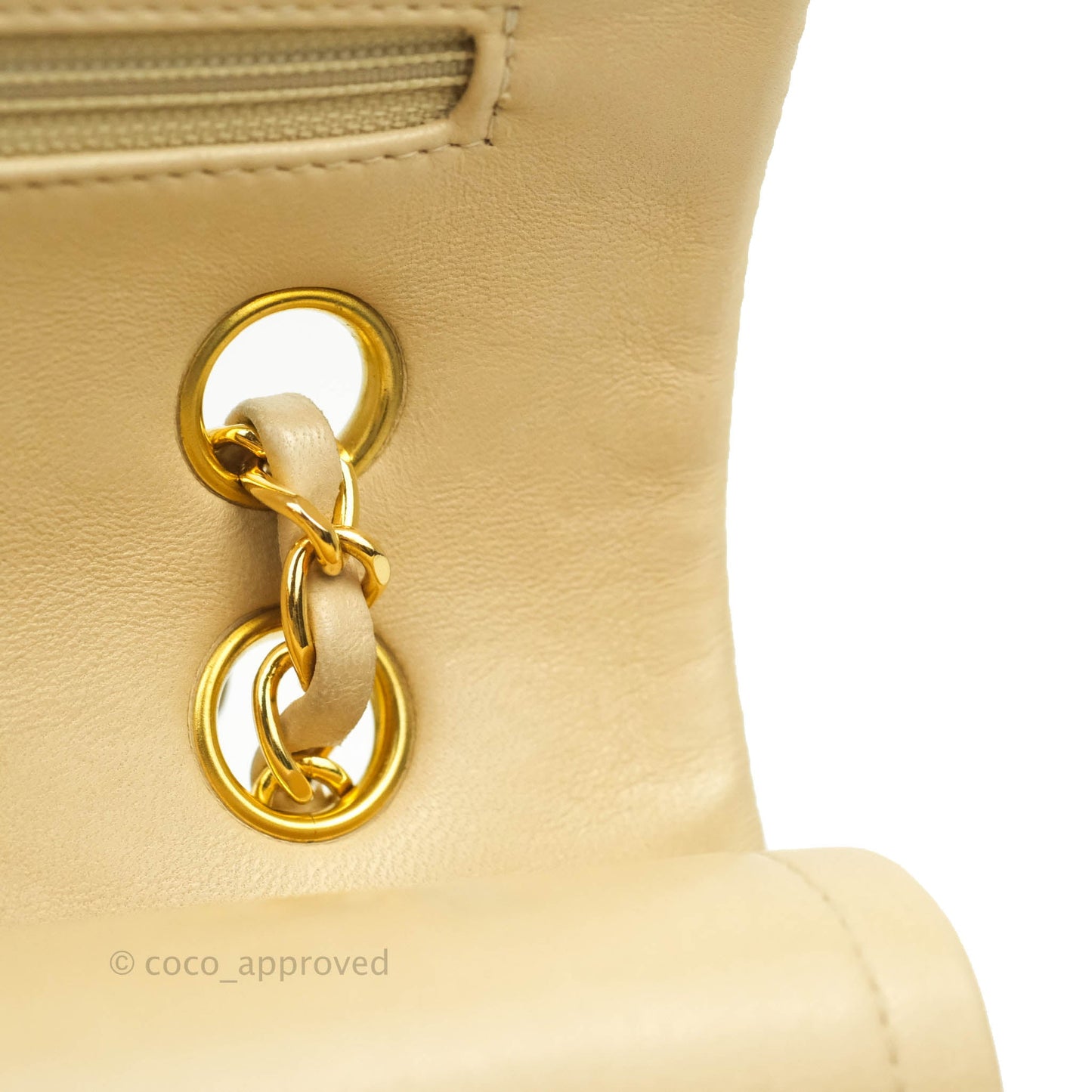 Chanel Vintage Classic M/L Medium Double Flap Bag Beige Lambskin 24K Gold Hardware