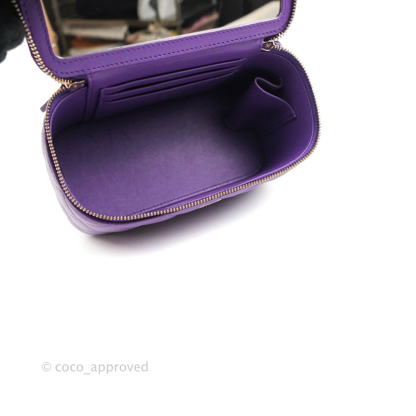 Chanel Vanity Rectangular Top Handle Purple Lambskin Gold Hardware