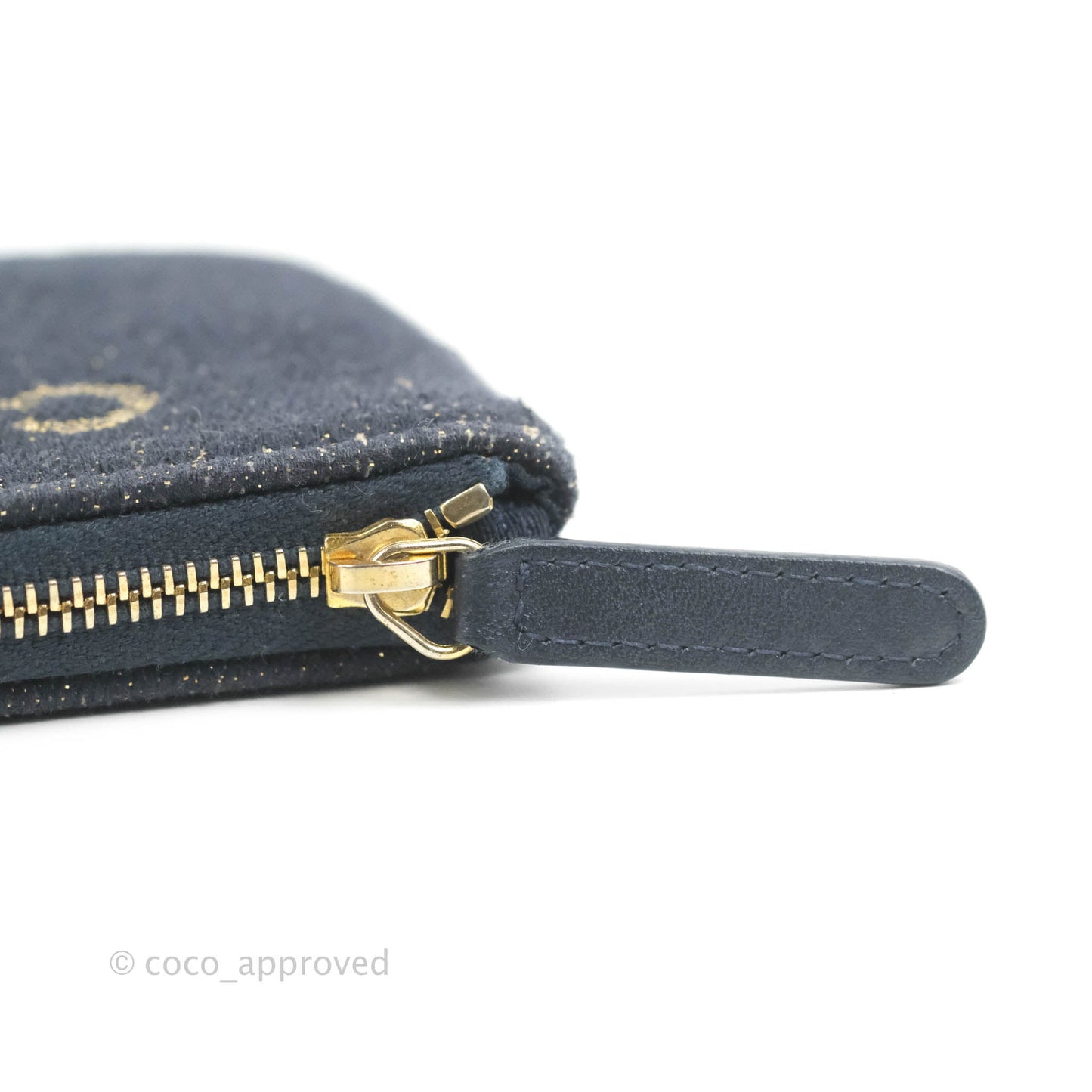 Chanel Mini Deauville O Case Navy Glitter Canvas Gold Hardware