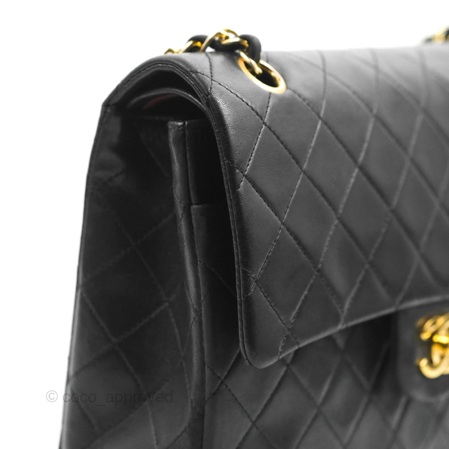 Chanel Vintage Square Flap Bag Black Lambskin 24K Gold Hardware