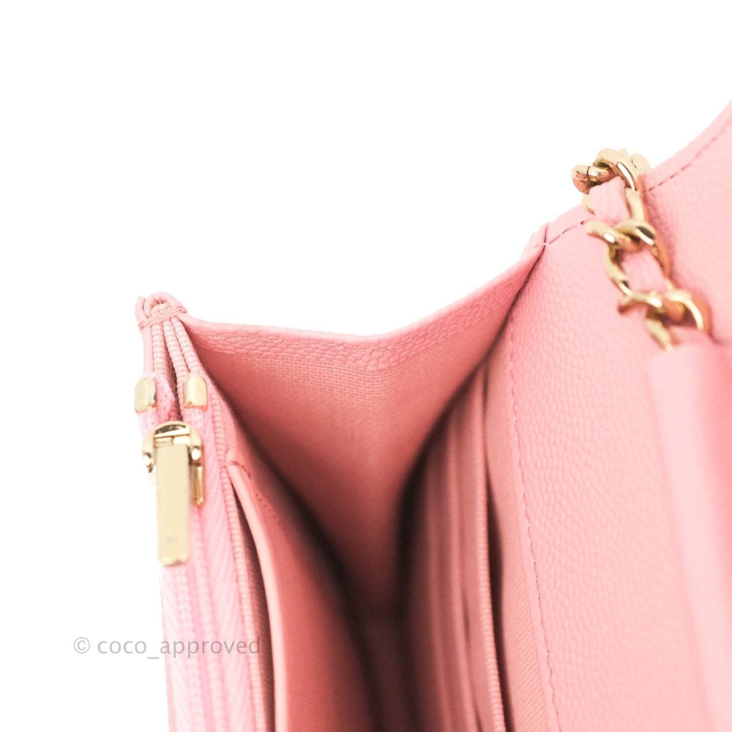 Chanel Quilted Wallet on Chain WOC Pink Caviar Gold Hardware 22S