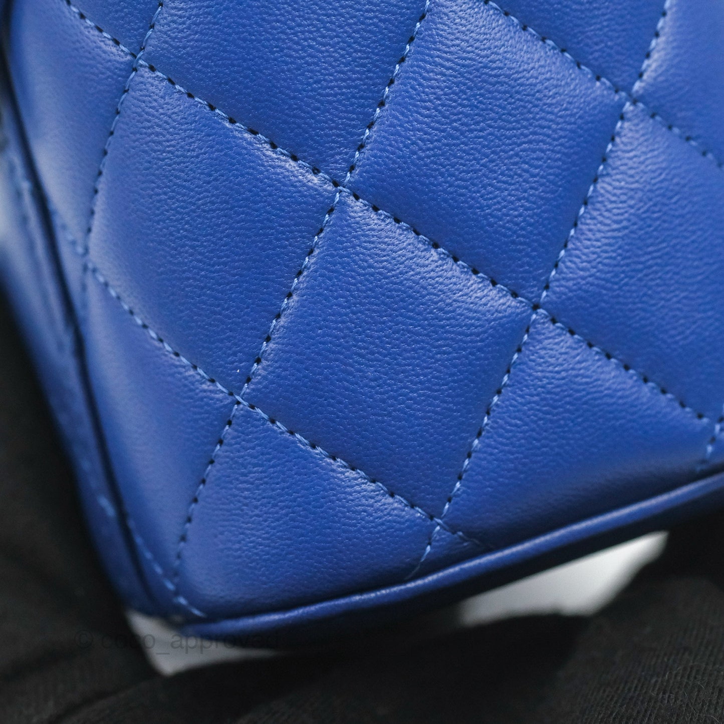 Chanel Vanity Rectangular Top Handle Blue Lambskin Gold Hardware