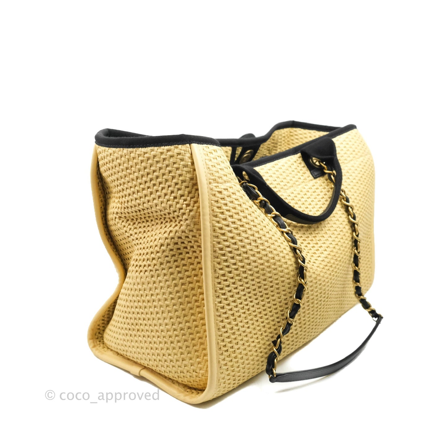 Chanel Large Deauville Tote Woven Chain Leather Logo 21S