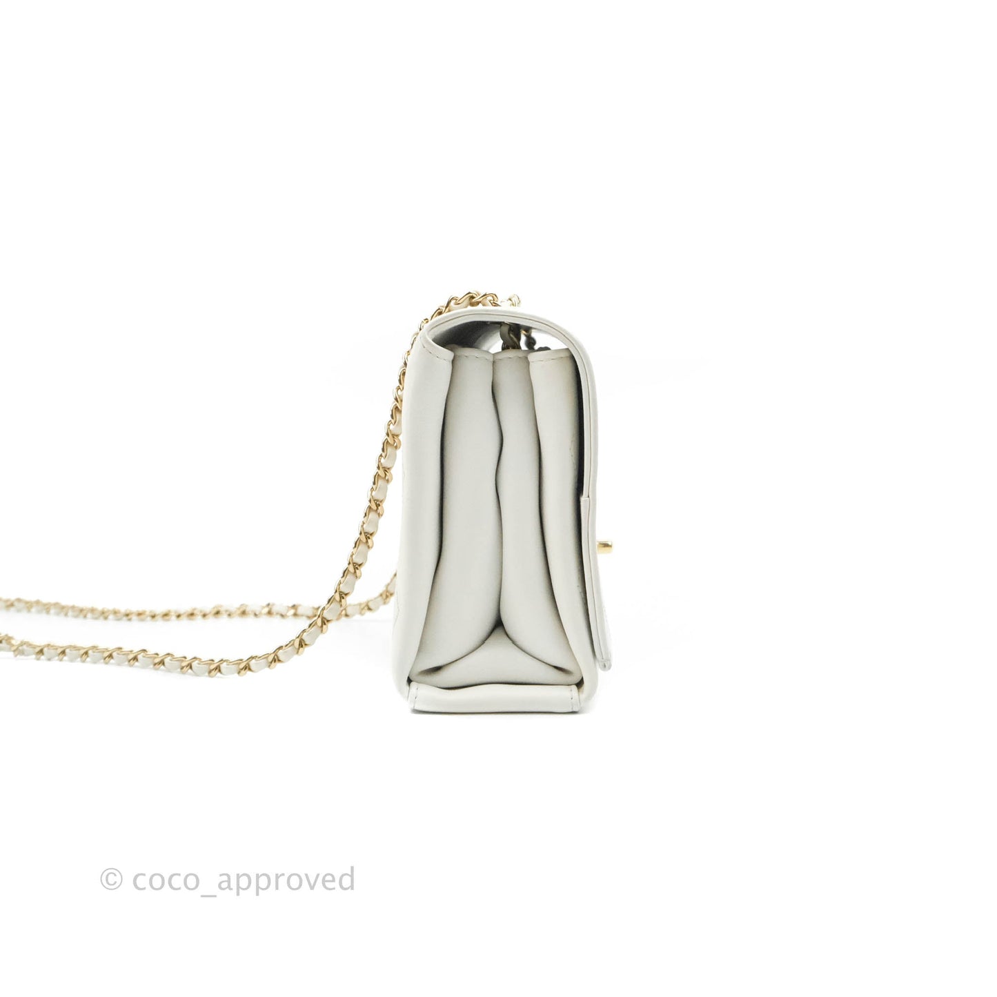 Chanel Flap Bag White Calfskin Gold Hardware 19S