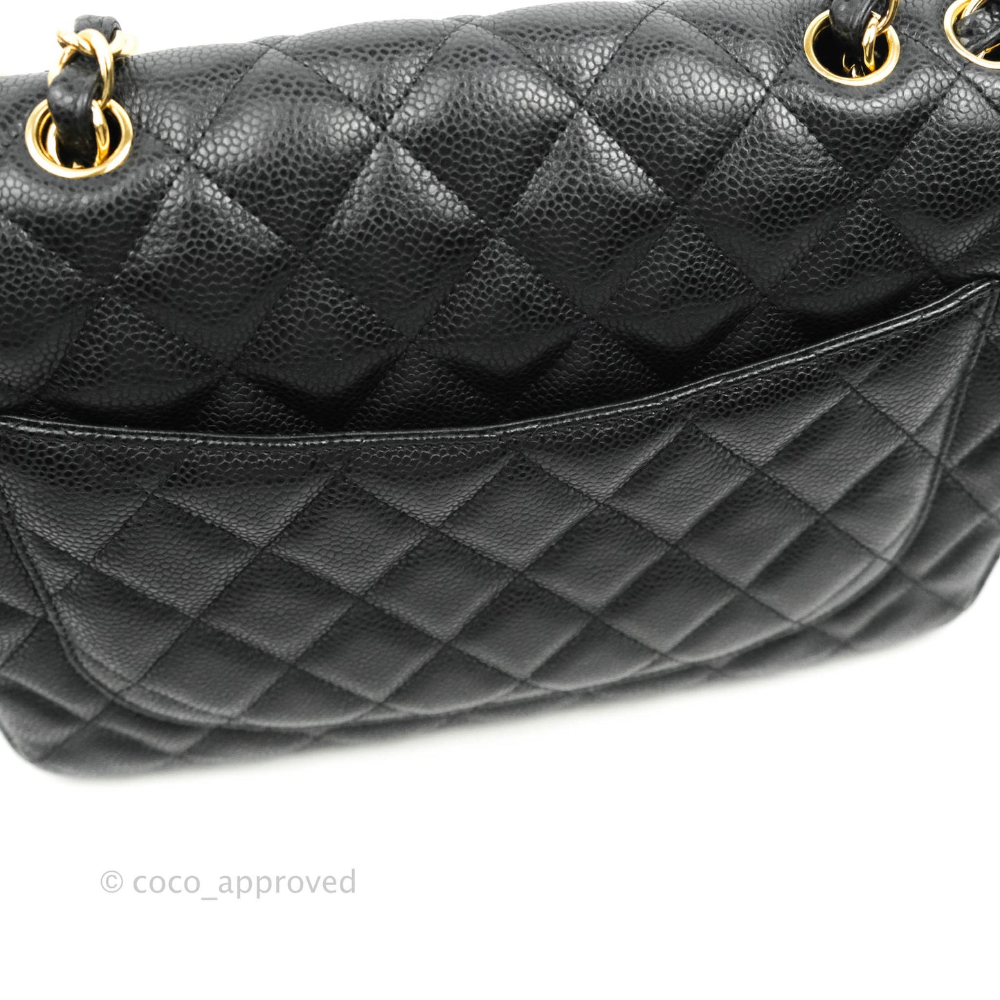 Chanel Jumbo Single Flap Black Caviar Gold Hardware