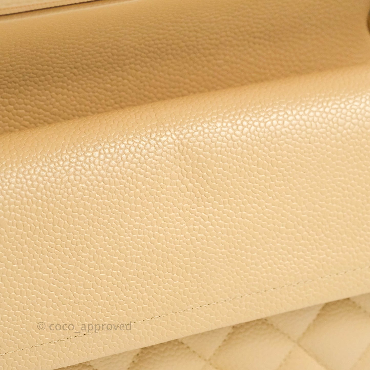 Chanel Classic M/L Medium Flap Quilted Beige Caviar Gold Hardware