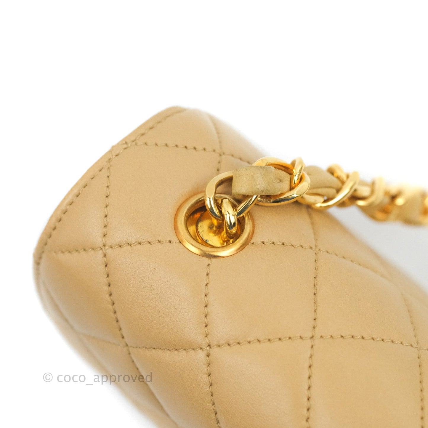Chanel Vintage Mini Square Beige Lambskin 24K Gold Hardware