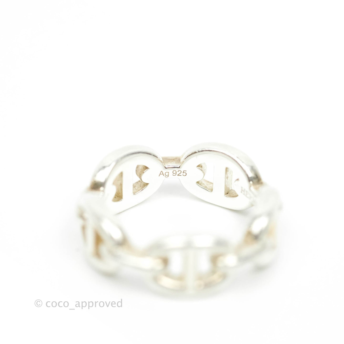 Hermès Sterling Silver PM Chaine d'Ancre Enchainee Band Ring 51
