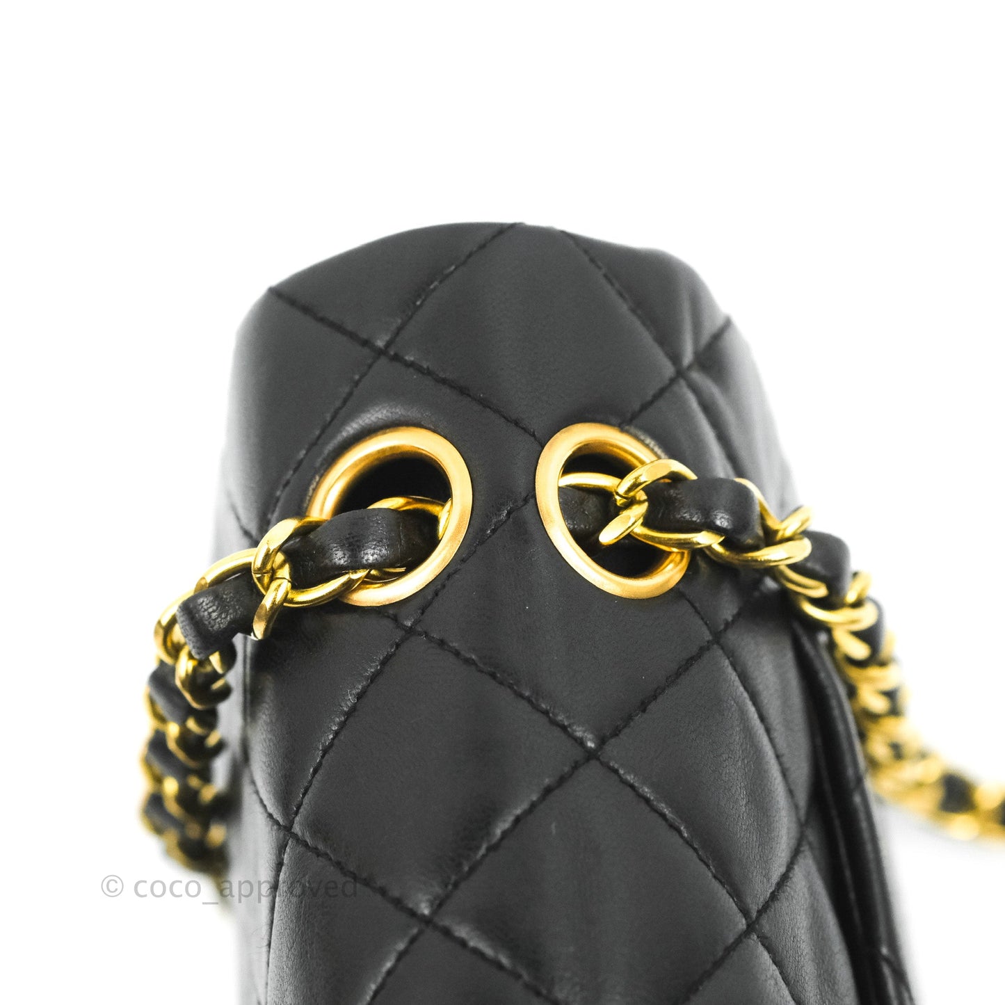 Chanel Vintage Classic Small S/M Flap Black Lambskin 24K Gold Hardware