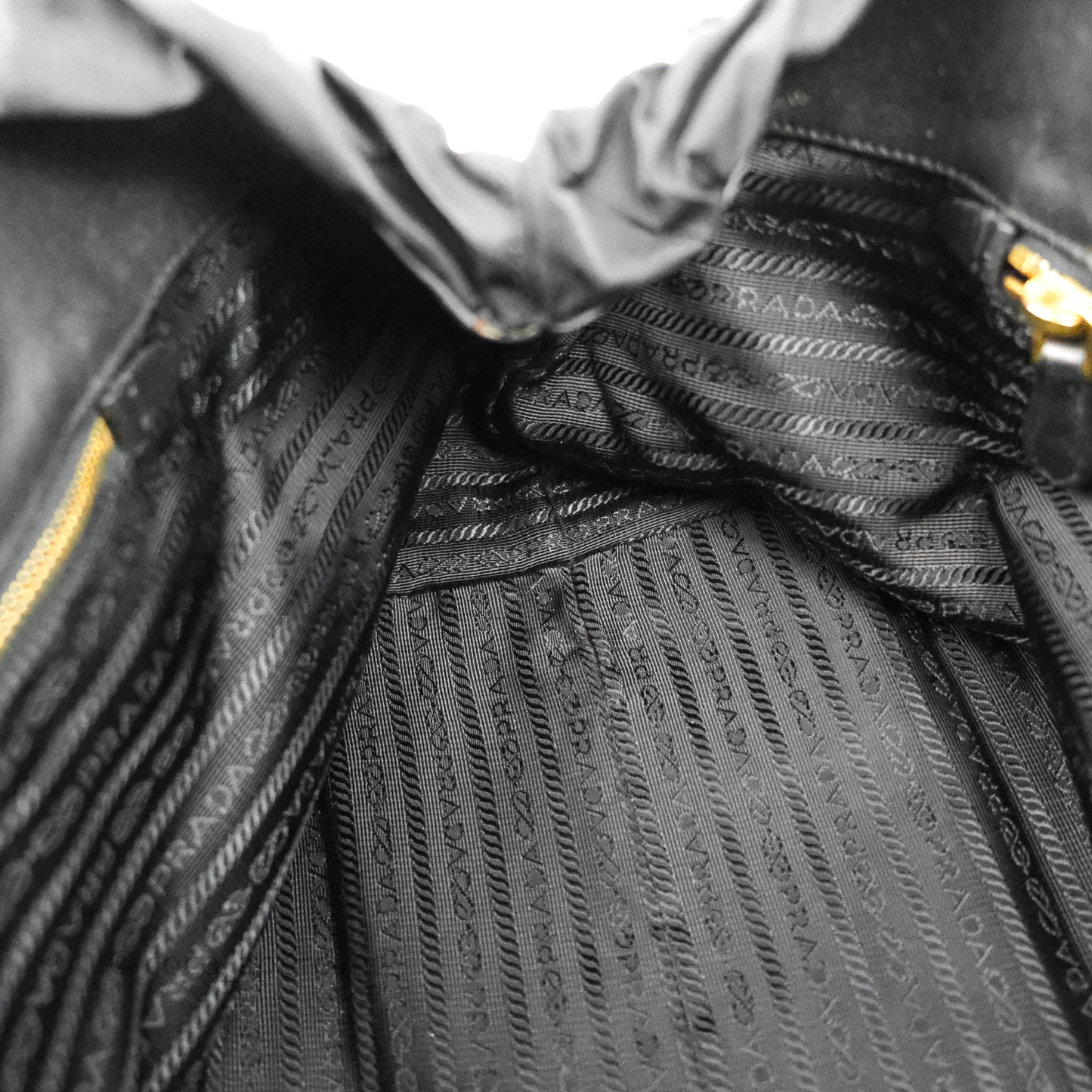 Prada Black Nylon Tassel Tote Bag Gold Hardware