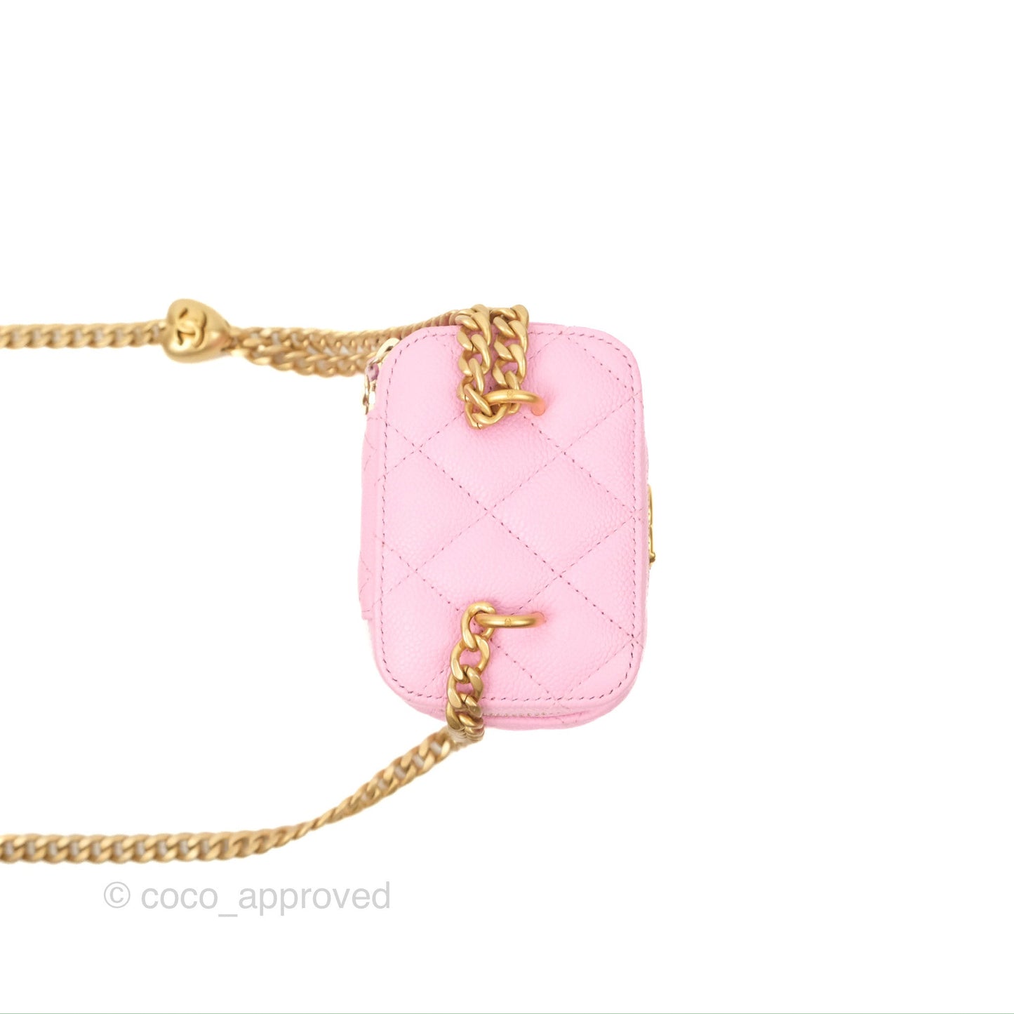 Chanel Quilted Heart Crush Mini Vanity With Chain Pink Caviar Aged Gold Hardware