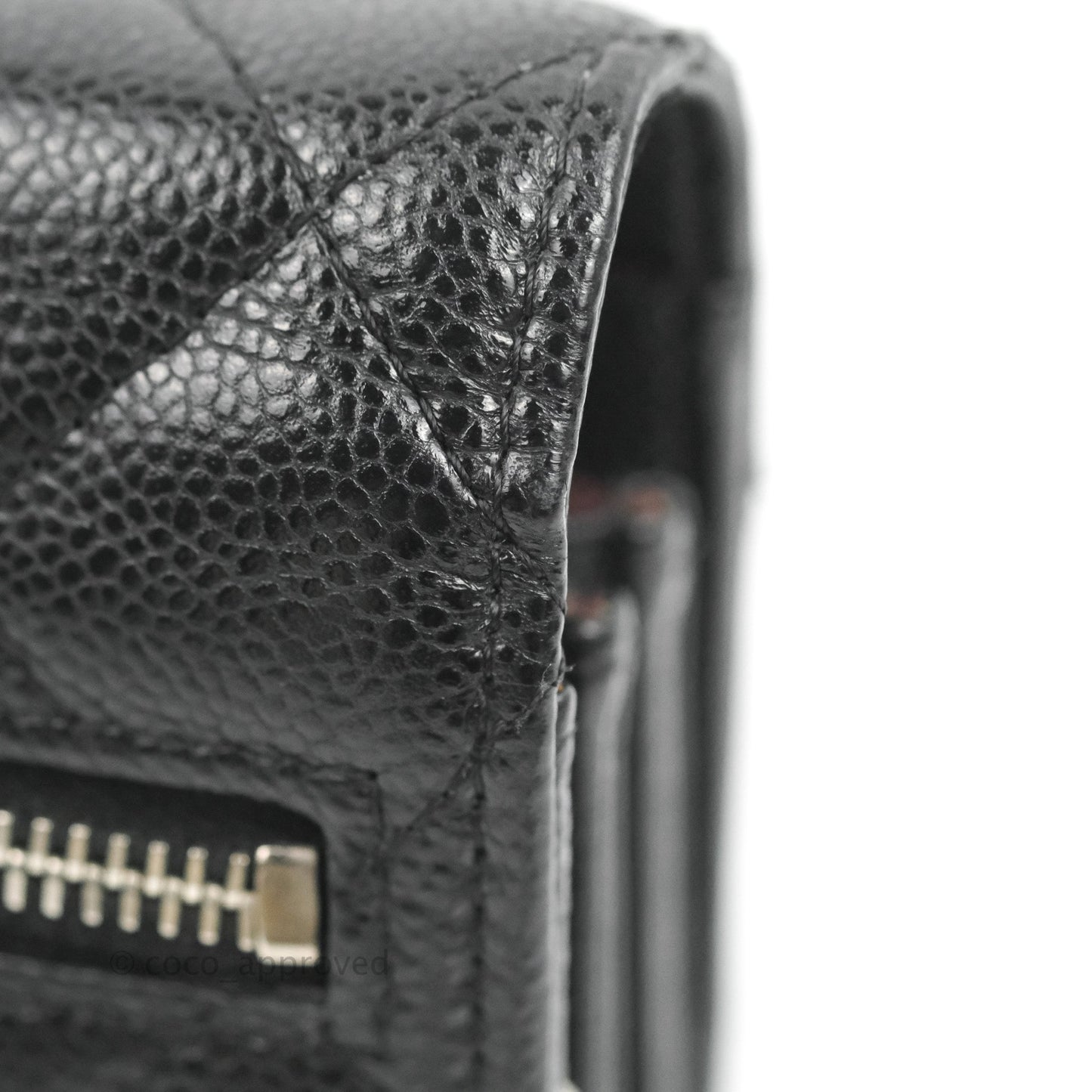 Chanel Quilted Mini Wallet on Chain WOC Black Caviar Silver Hardware