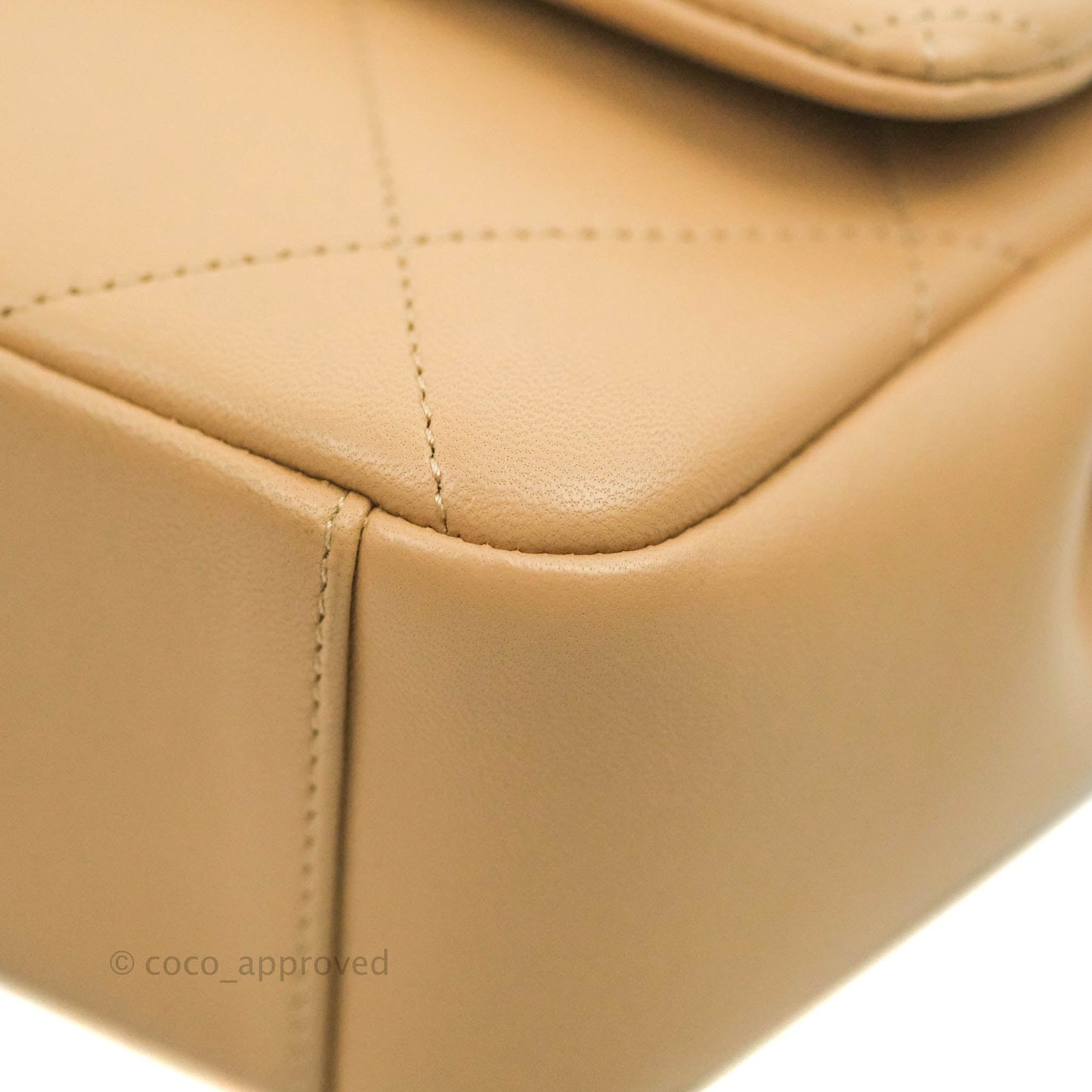 Chanel A Real Catch Quilted Flap Bag Beige Aged Gold Hardware