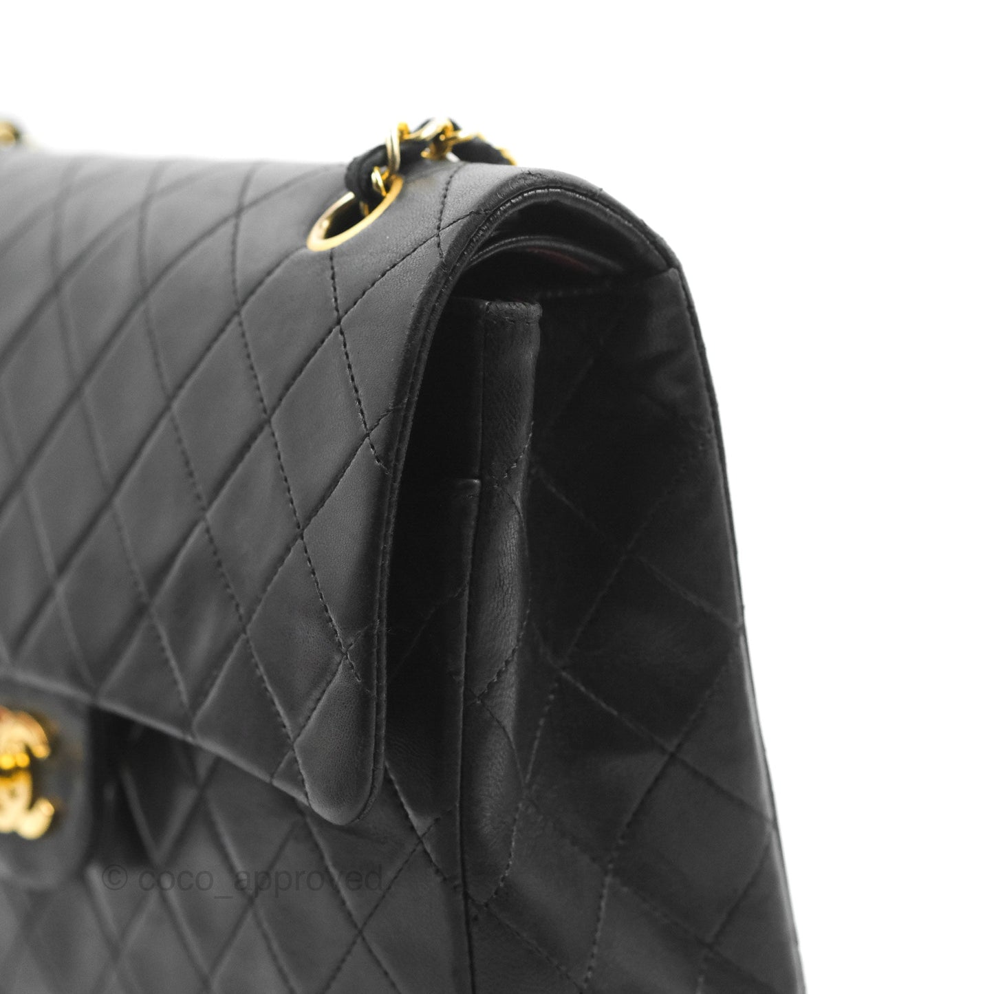Chanel Vintage Square Flap Bag Black Lambskin 24K Gold Hardware