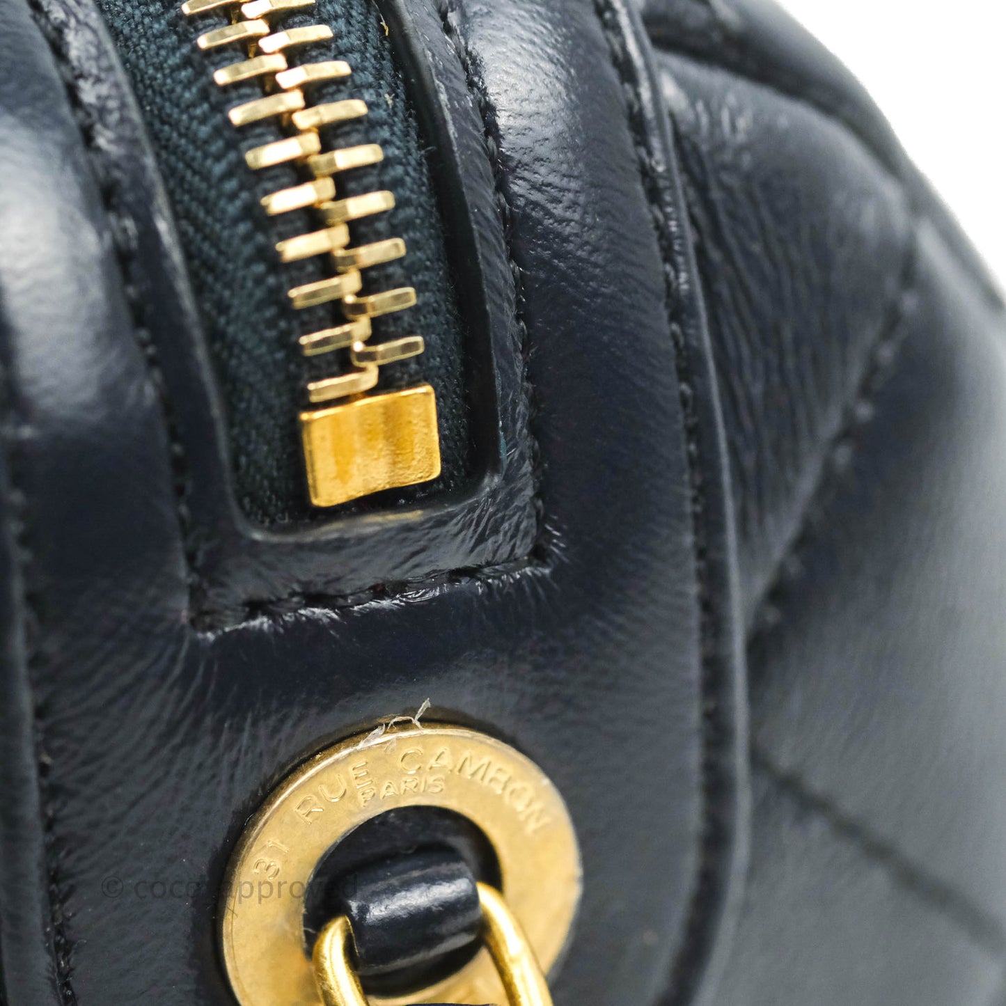 Chanel Quilted Fashion Therapy Bowling Bag Dark Navy Lambskin Gold Hardware