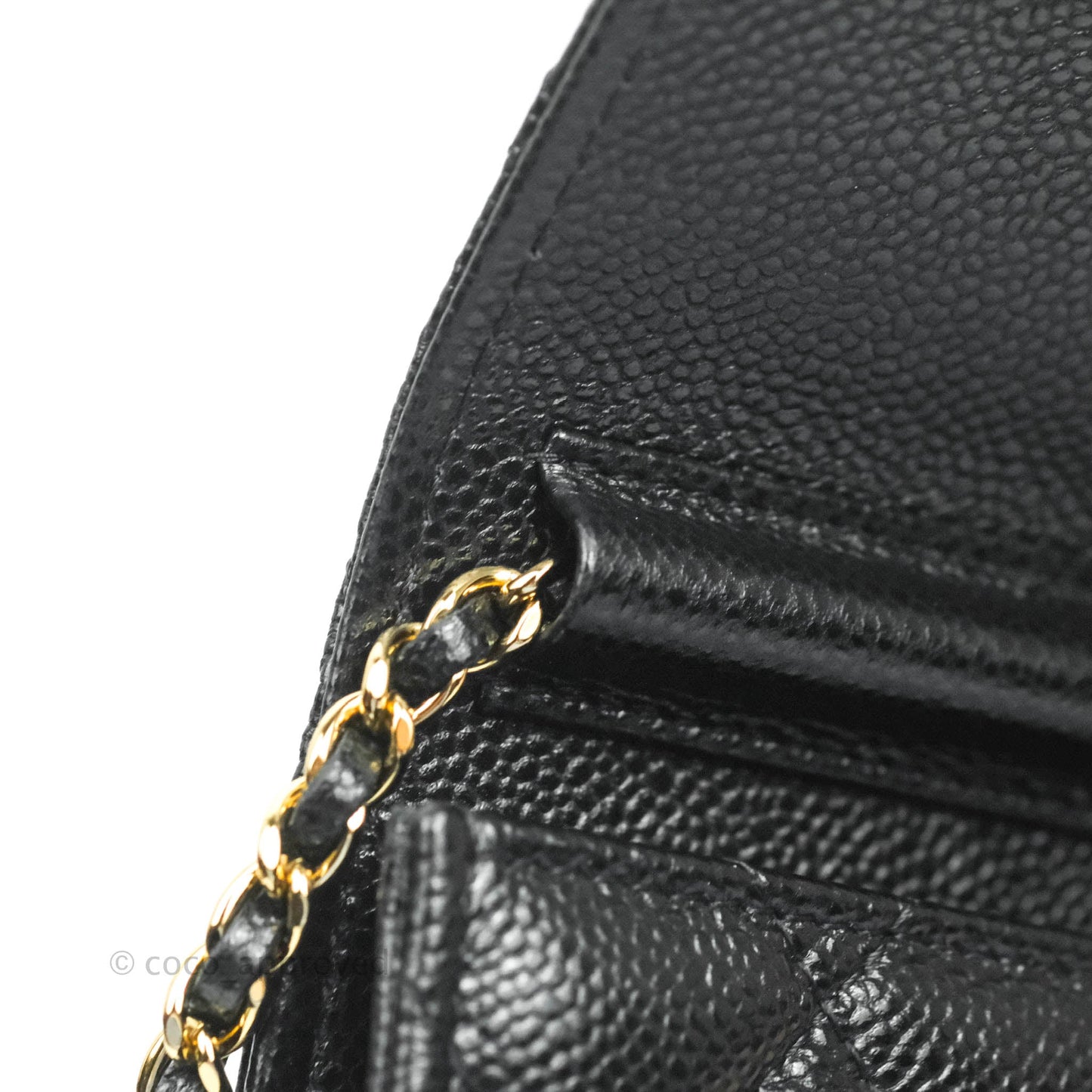 Chanel Miss Coco Clutch With Chain Quilted Black Caviar Gold Hardware