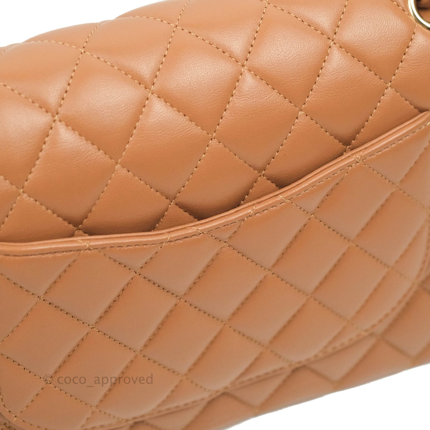 Chanel Classic M/L Medium Flap Quilted Dark Beige Caramel Lambskin Gold Hardware