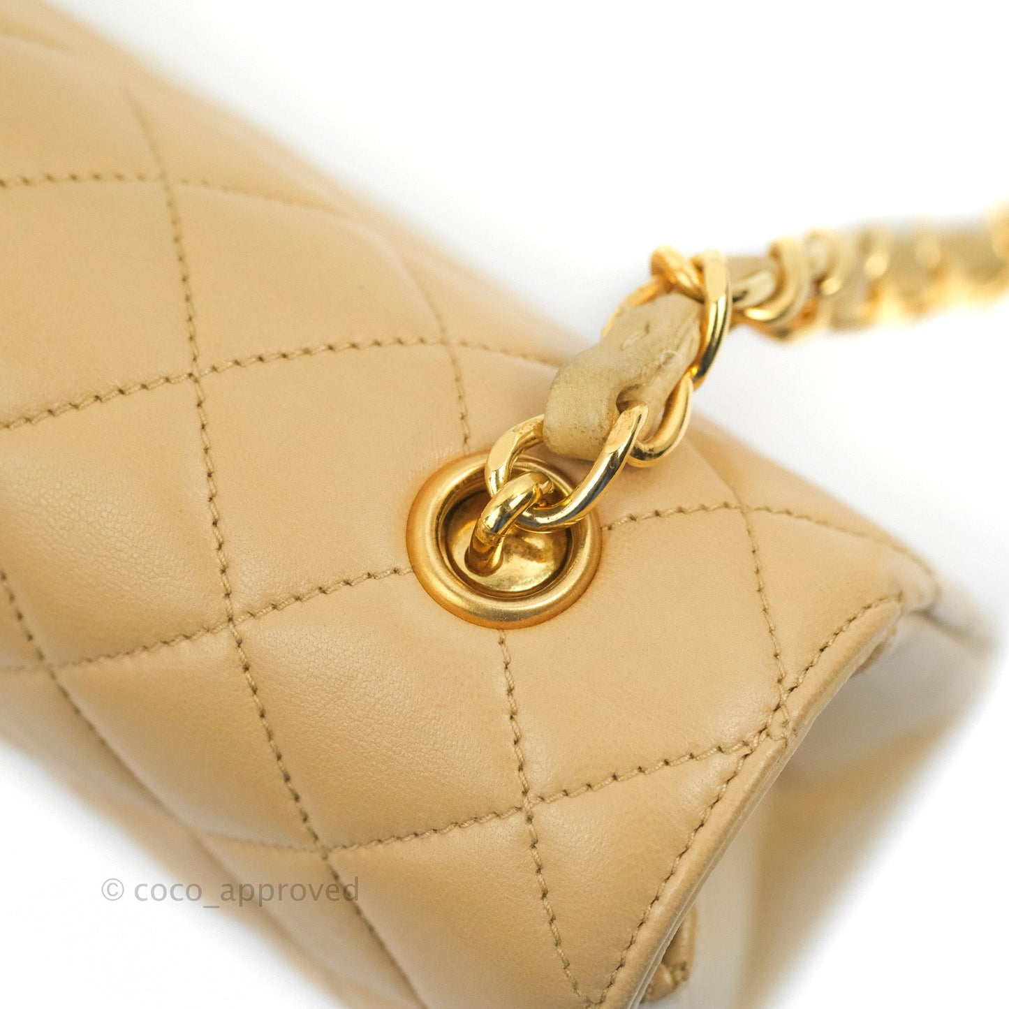 Chanel Vintage Mini Square Beige Lambskin 24K Gold Hardware