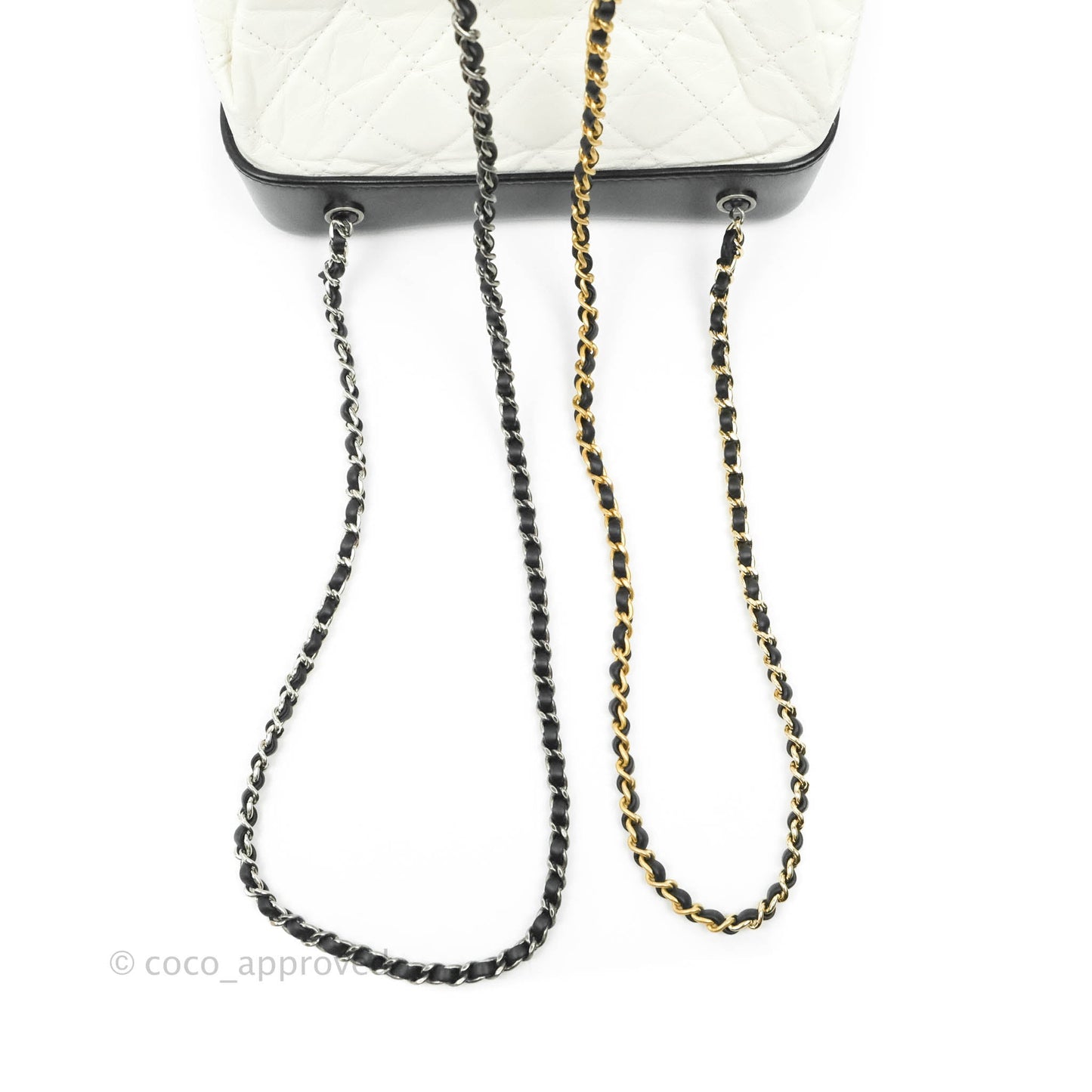 Chanel Small Gabrielle Backpack White Black Aged Calfskin