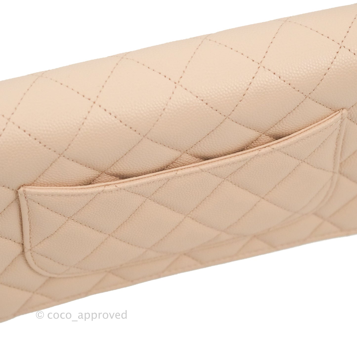 Chanel Quilted Classic Wallet on Chain WOC Light Beige Caviar Gold Hardware