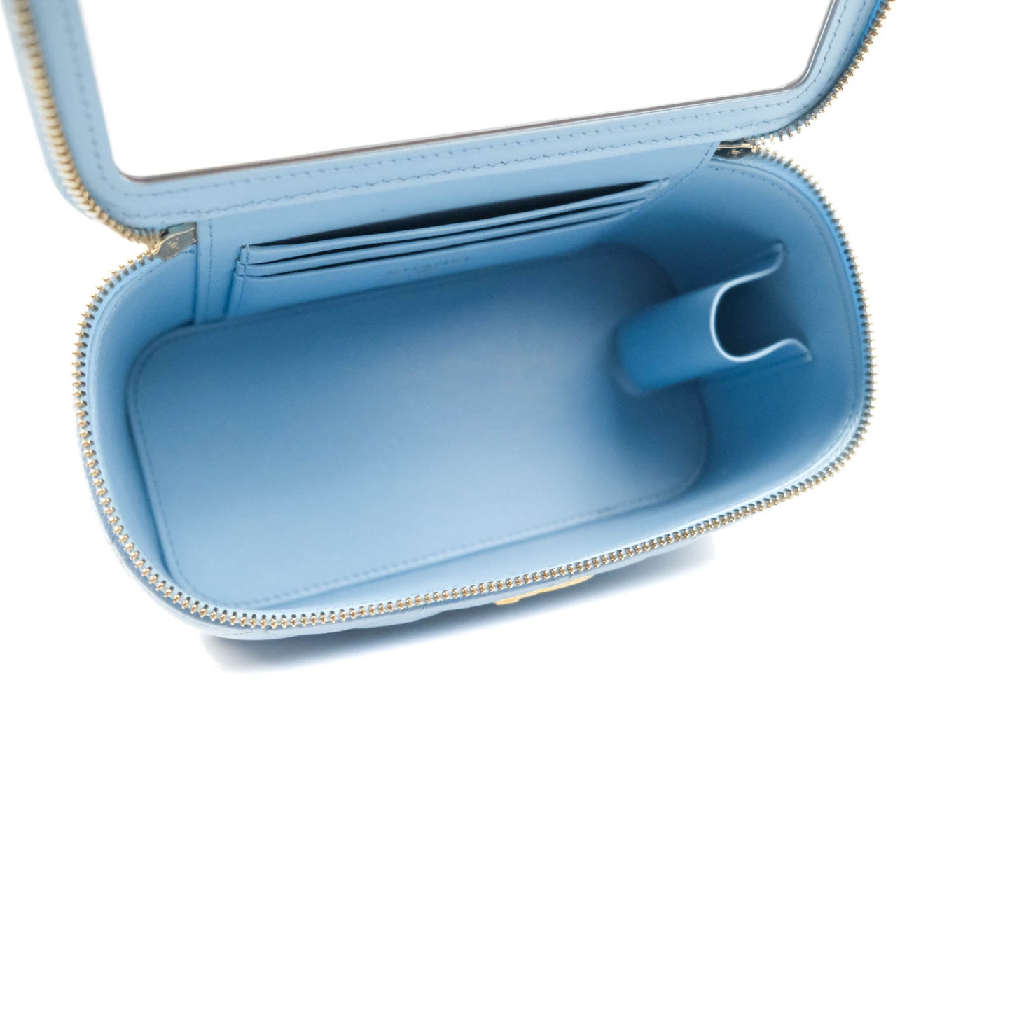 Chanel Vanity Rectangular with Top Handle Pick Me Up Blue Caviar Aged Gold Hardware 22S