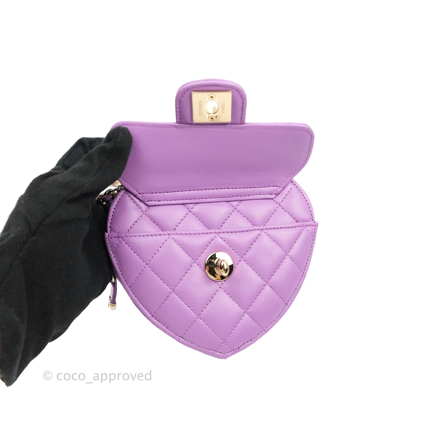 Chanel Small Heart Bag Purple Lambskin Gold Hardware 22S