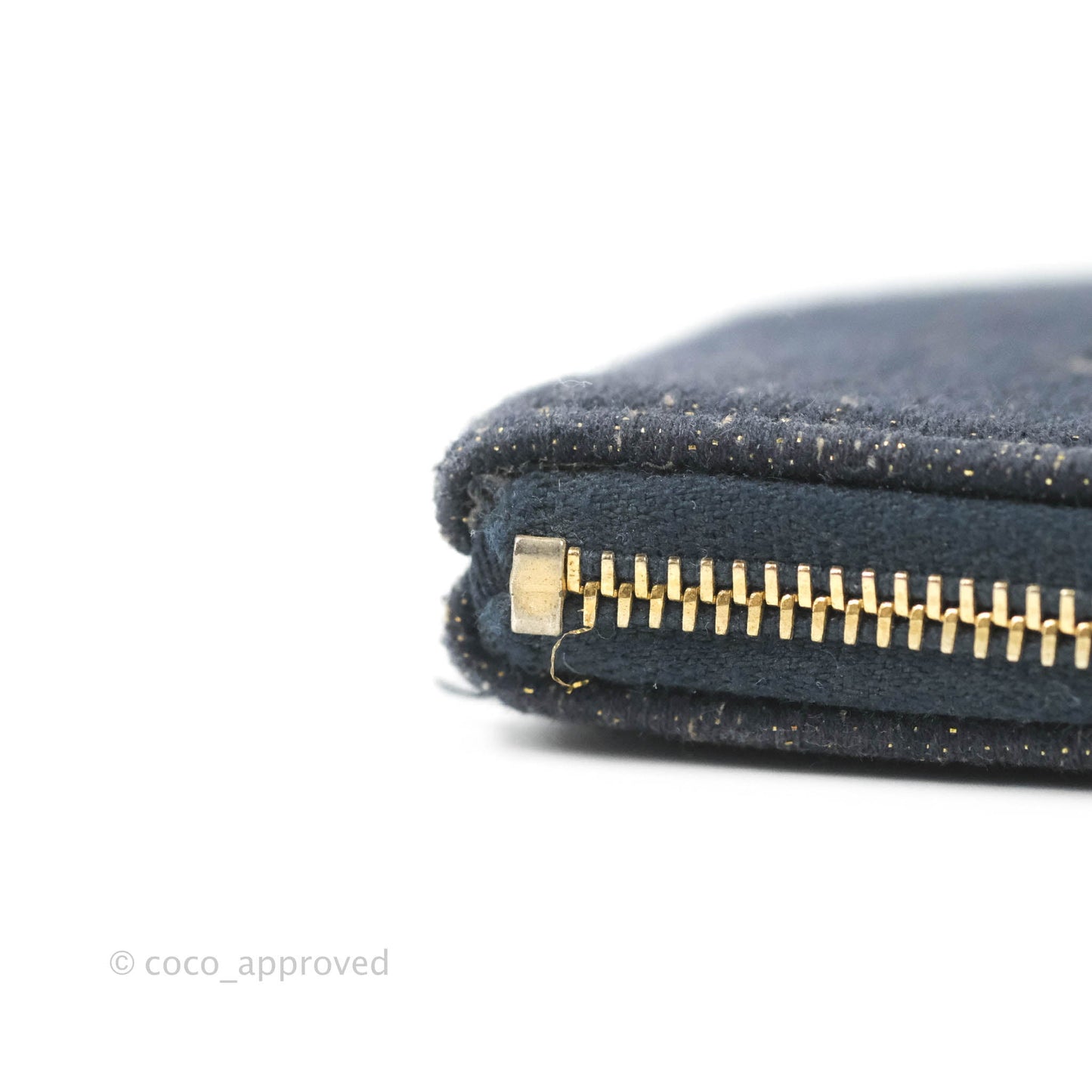 Chanel Mini Deauville O Case Navy Glitter Canvas Gold Hardware