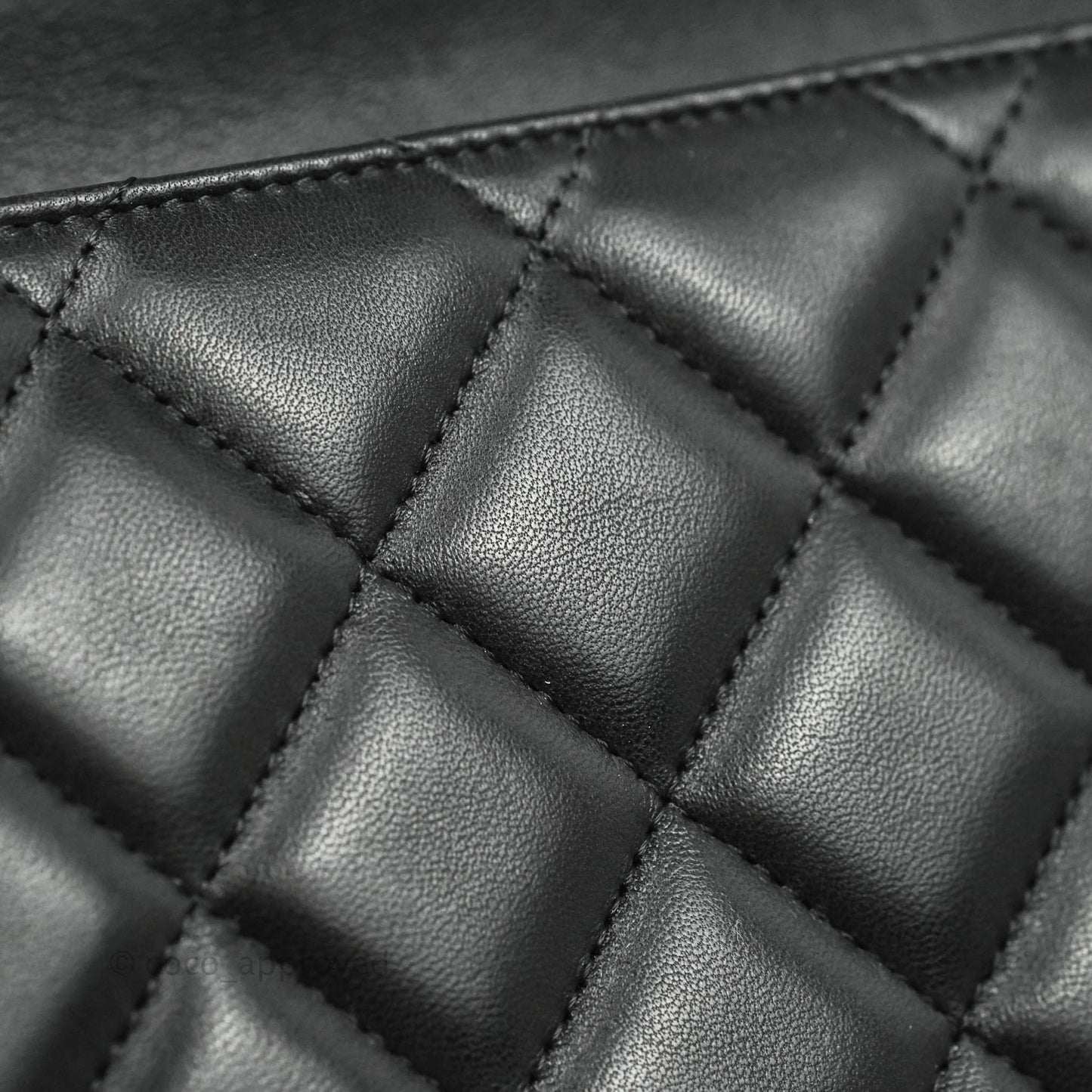 Chanel Quilted Maxi Single Flap Black Lambskin Silver Hardware