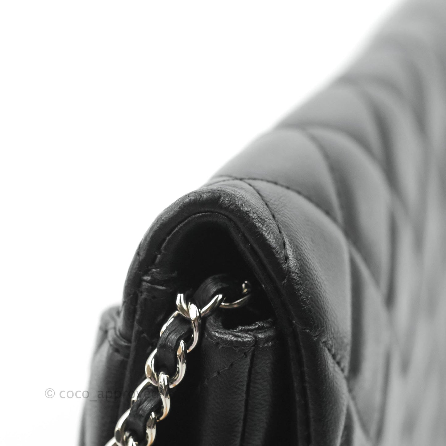 Chanel Quilted Clutch with Chain Lambskin Black Silver Hardware