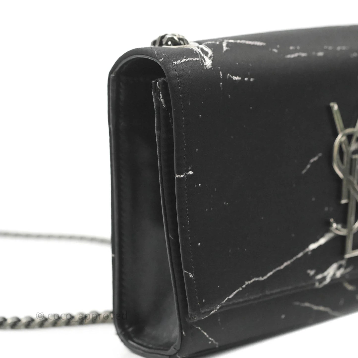 Saint Laurent Small Kate Marbled Stain Chain Bag Black Ruthenium Hardware