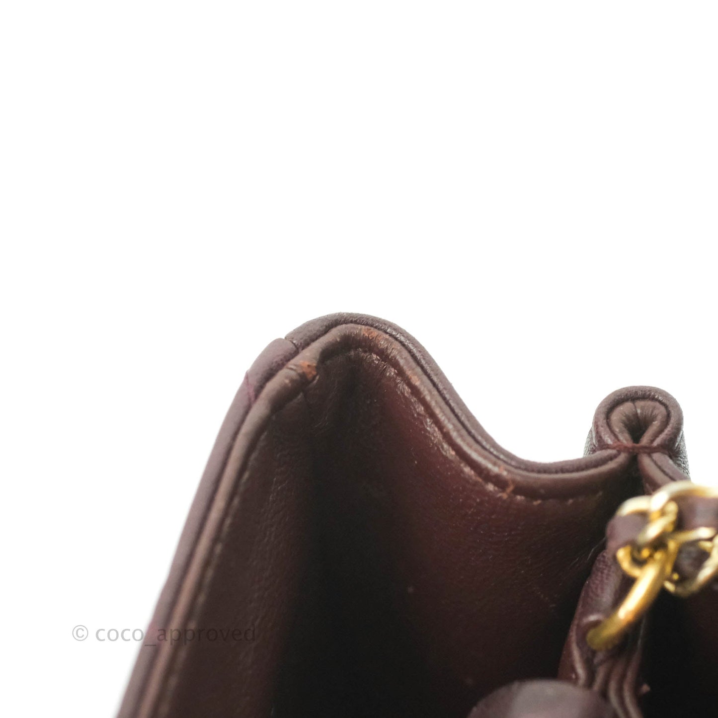 Chanel CC Signature Flap Bag Diagonal Burgundy Calfskin Aged Gold Hardware