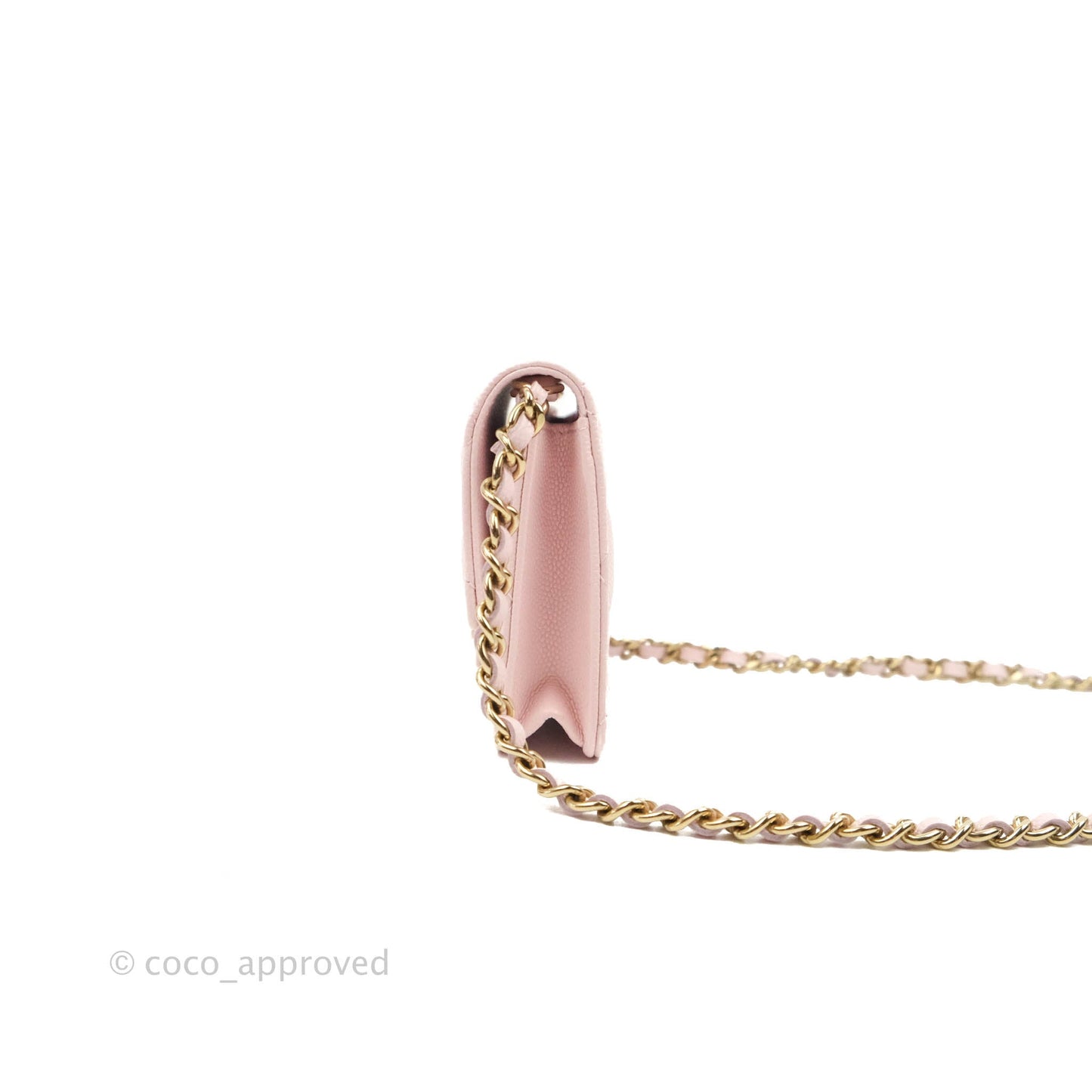 Chanel Mini Wallet With Chain Light Pink Caviar Gold Hardware