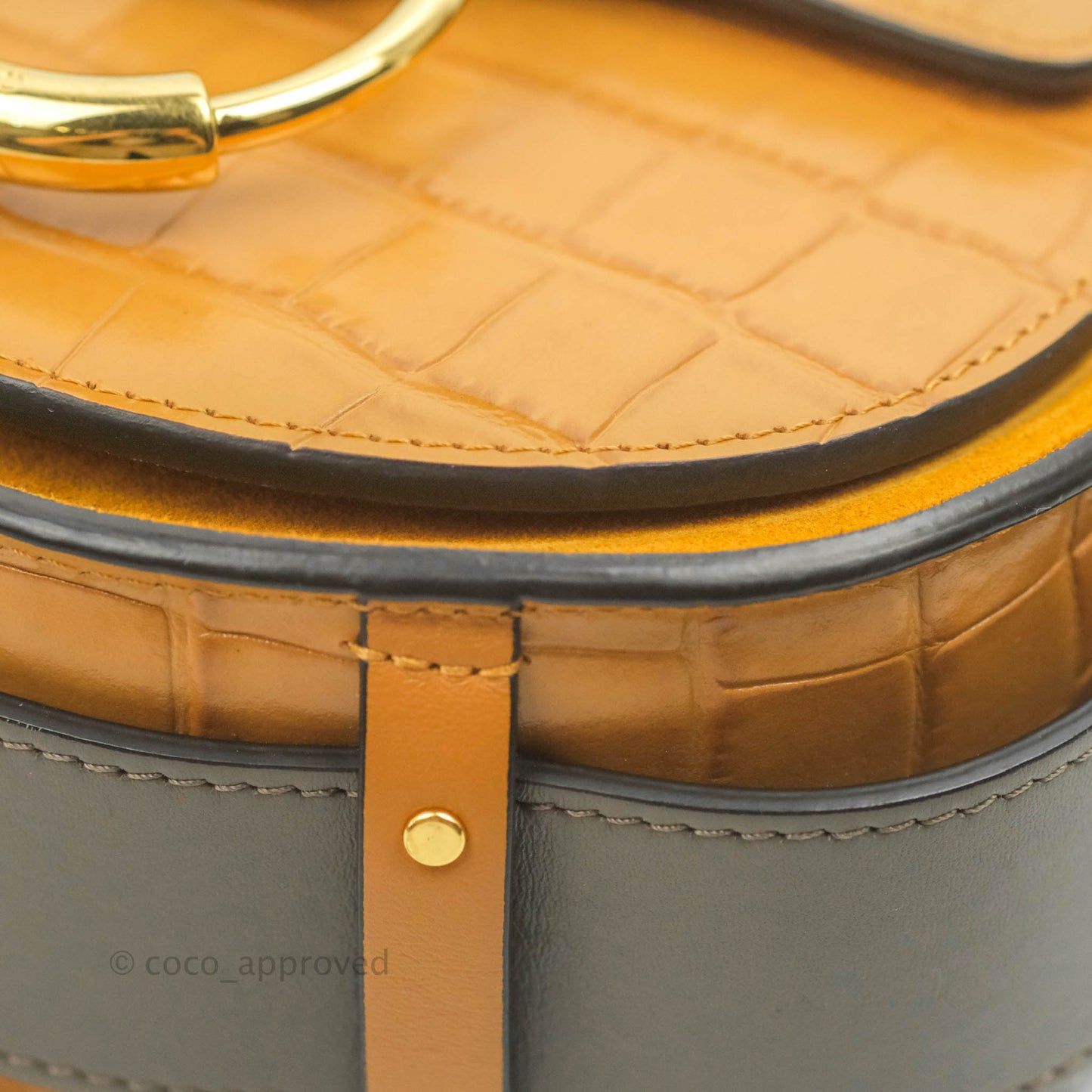 Chloe Small Croc-Embossed Tess Brown Bag
