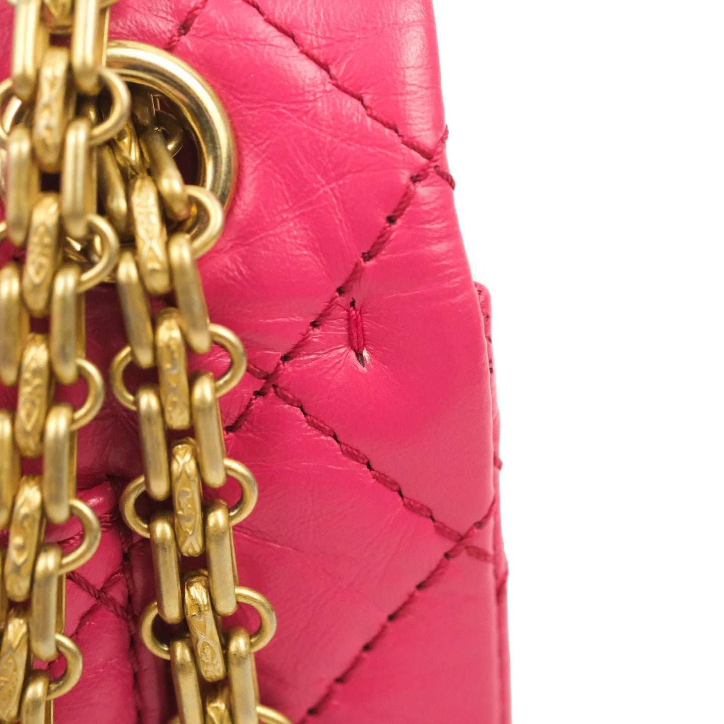 Chanel Mini Reissue 224 Fuschia Pink Aged Calfskin Aged Gold Hardware