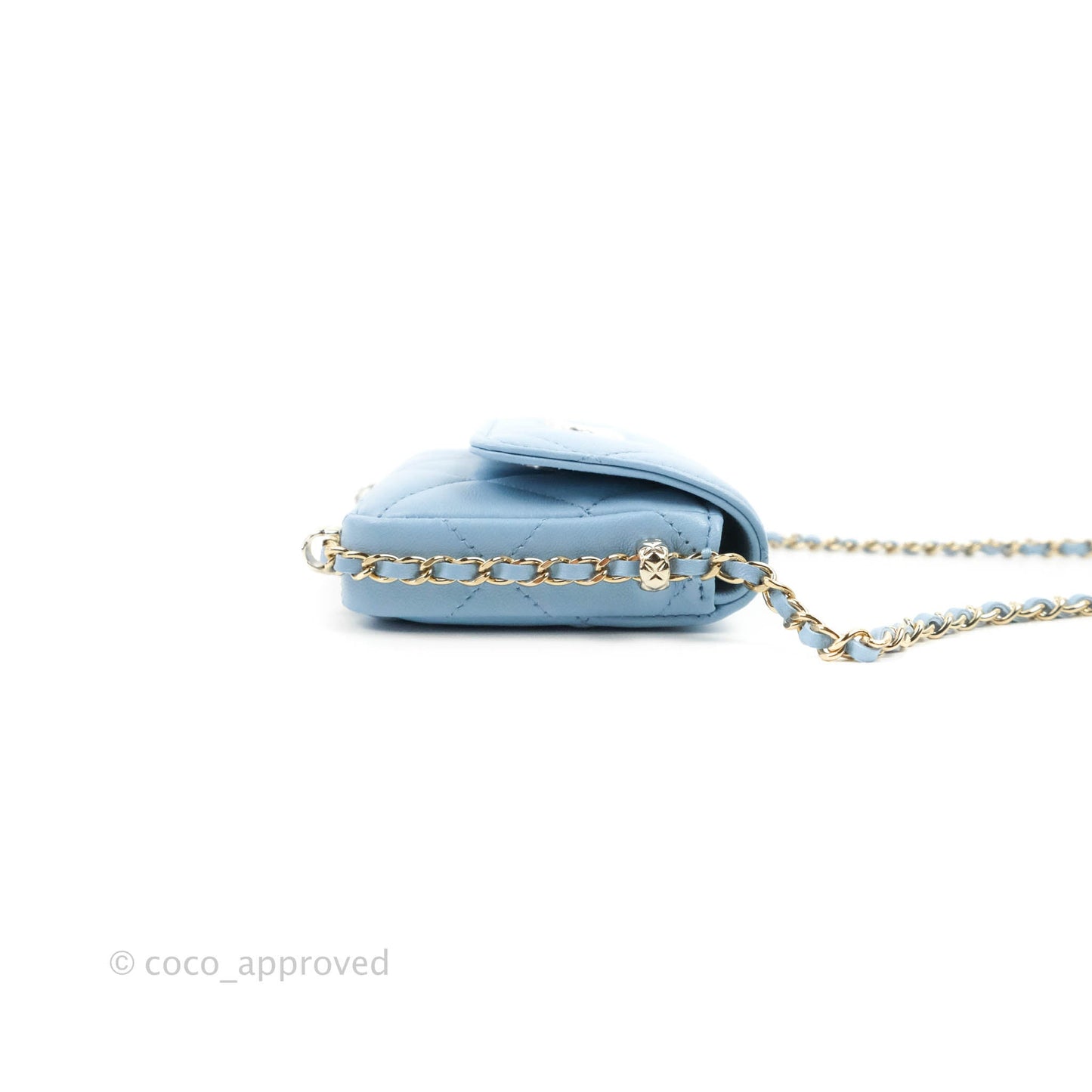 Chanel Mini Clutch With Chain Blue Lambskin Gold Hardware